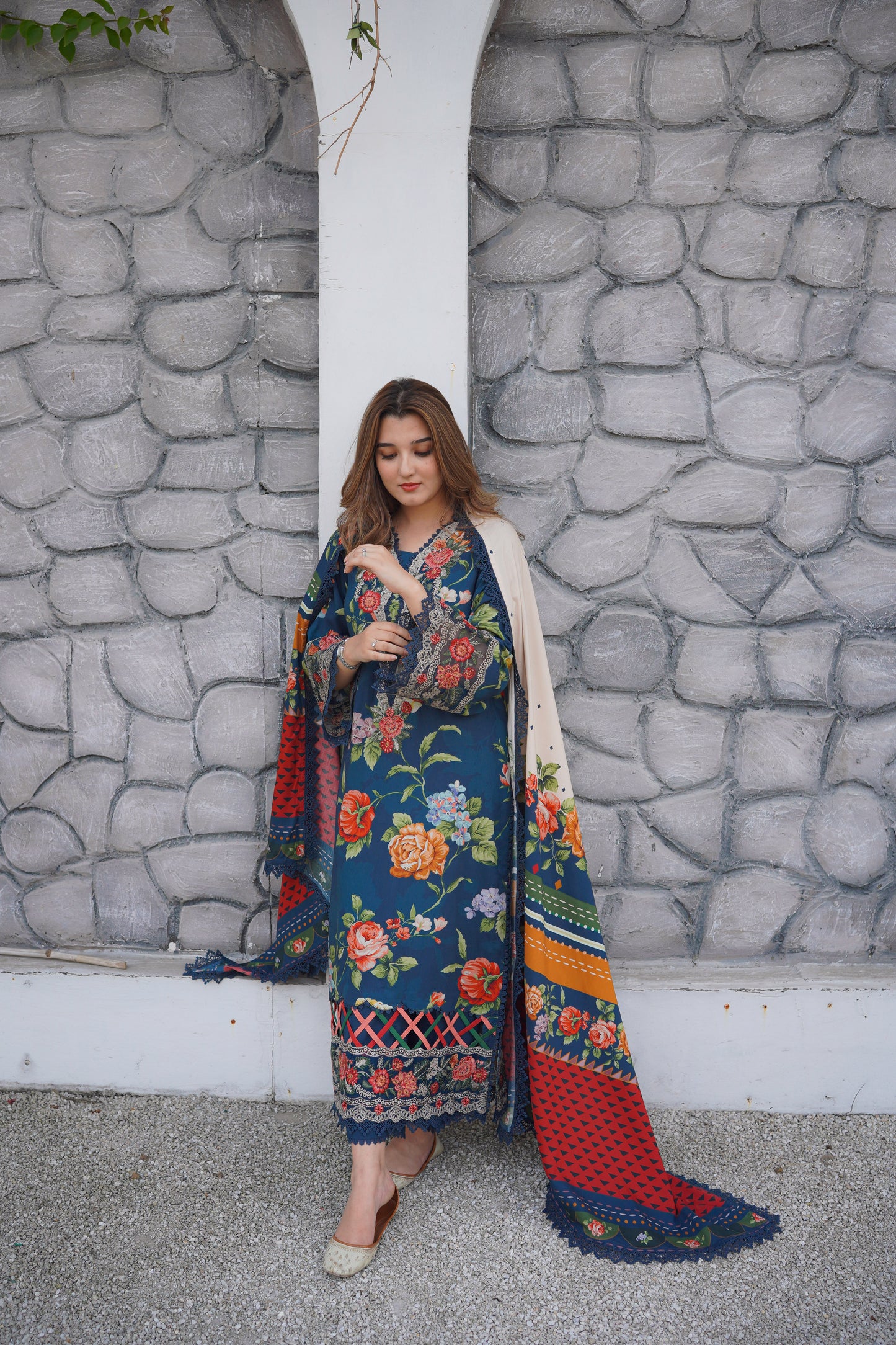 Rs 10500 Aneelas Stitched Linen Printed Emb 3pc [WPR-30] [Dispatch Time 2 Months]