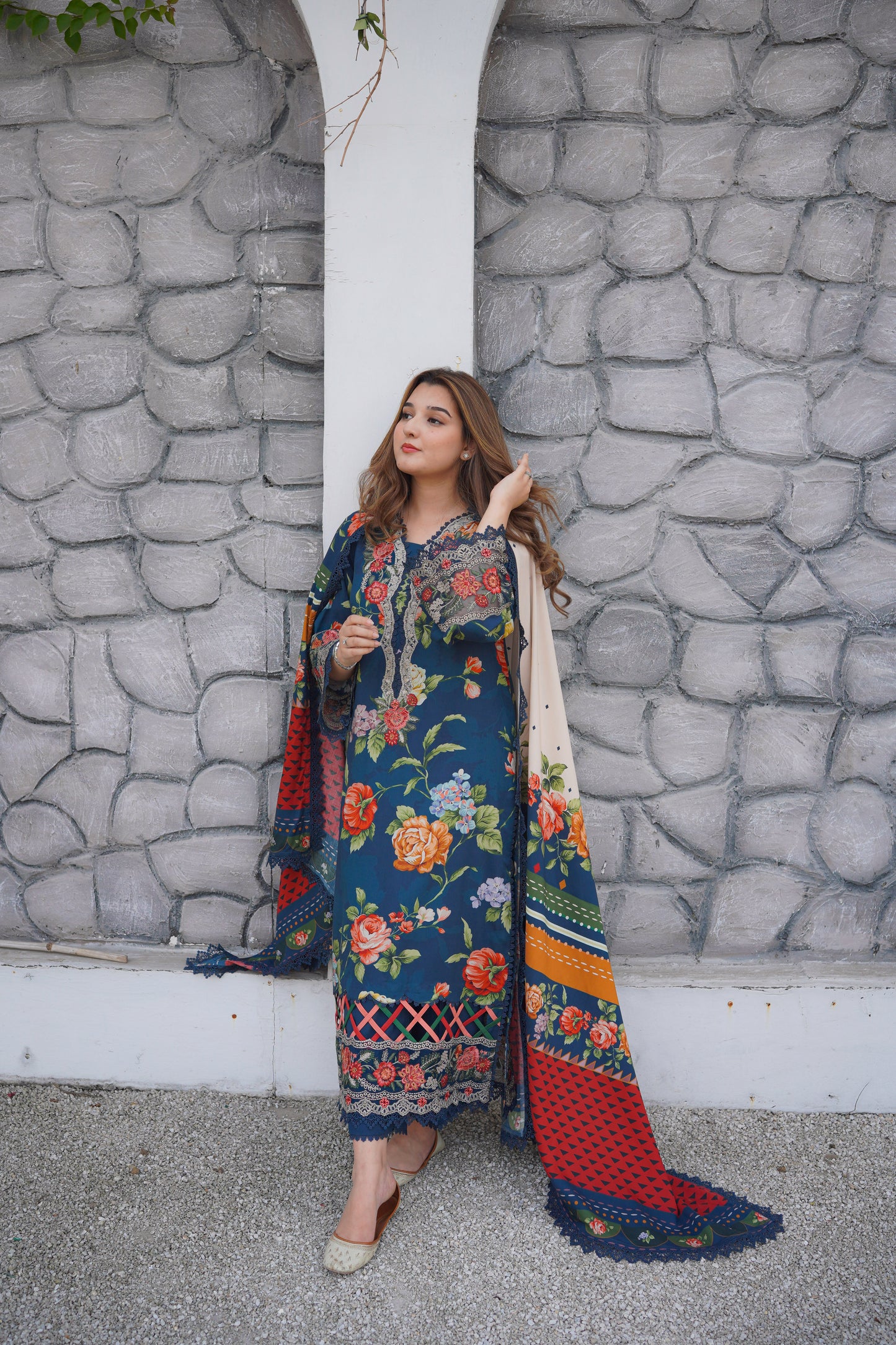 Rs 10500 Aneelas Stitched Linen Printed Emb 3pc [WPR-30] [Dispatch Time 2 Months]