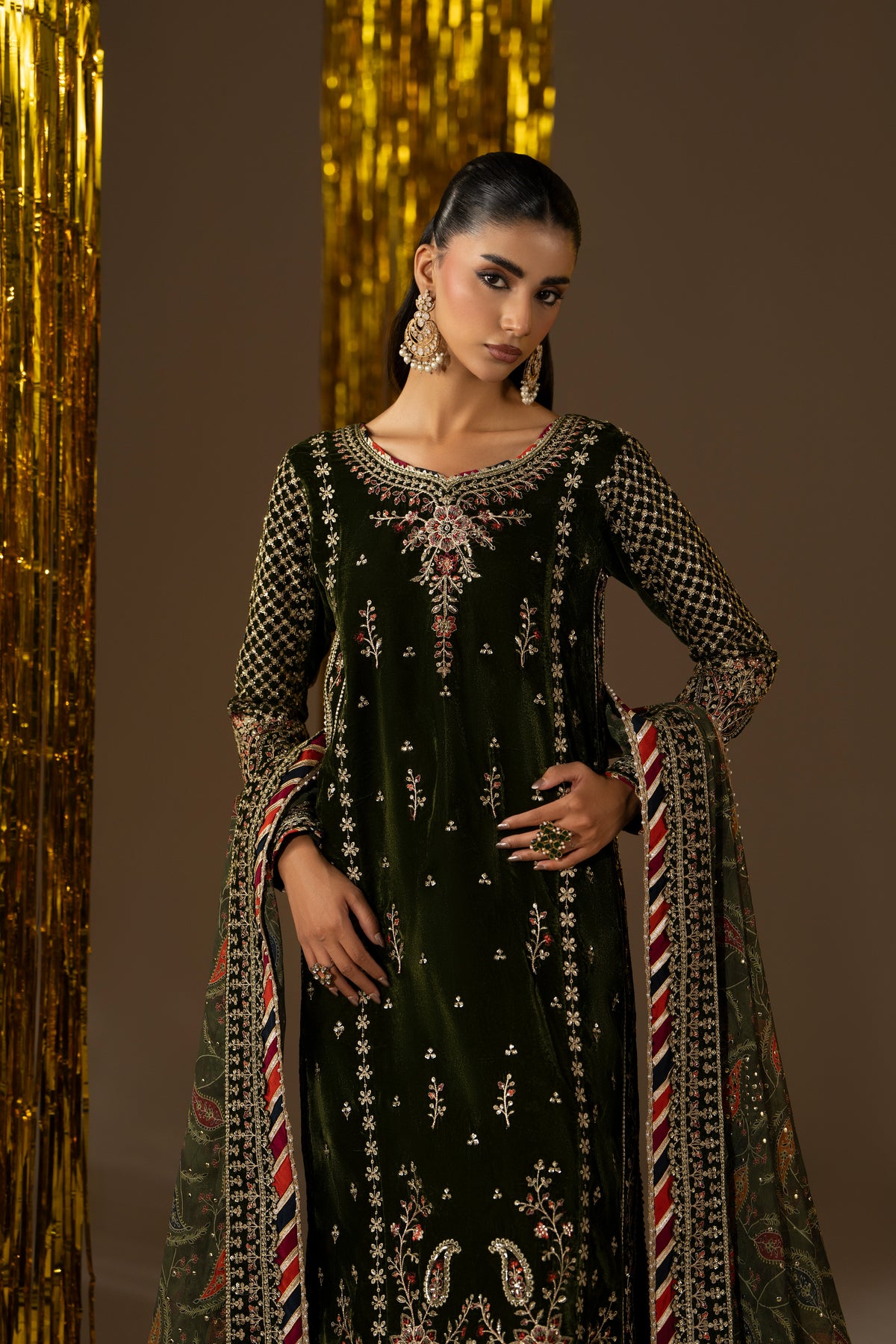 Aneelas Velvet Festive Emb 3pc Chiffon Duppata [VT-26-10] [Dispatch Time 2 Months]