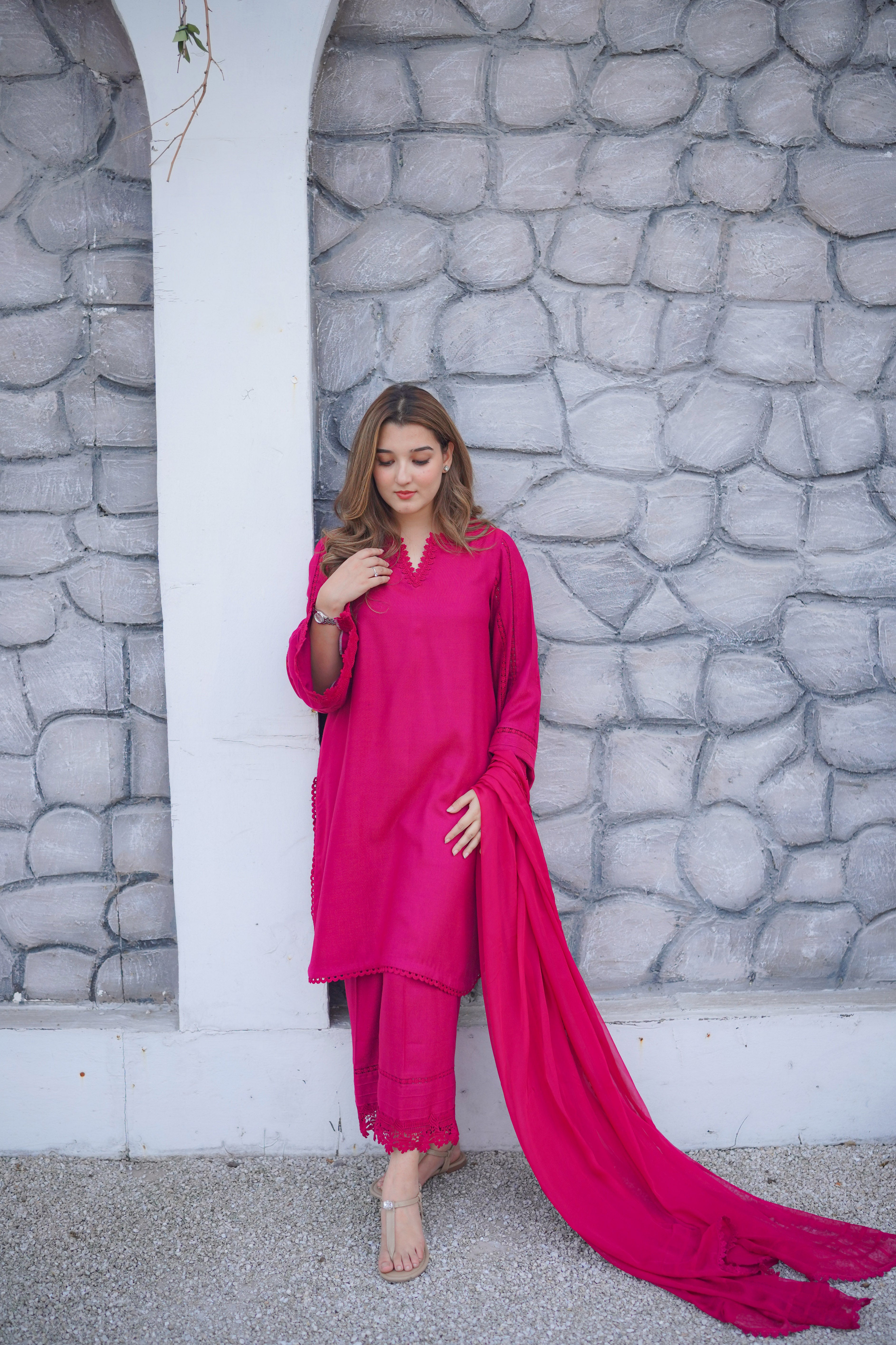 Rs 6200 Aneelas Stitched Karandi Shirt Trouser Only 2pc [Round Daman] [KR-04-A] [Dispatch Time 2 Months]