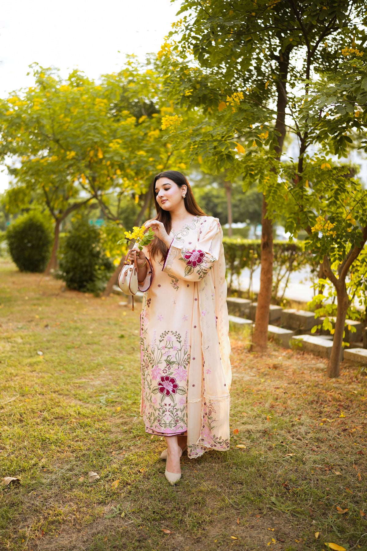 Aneelas Courtrai Emb 3pc Chiffon Duppata [WLUX-26-23] [Dispatch Time 2 Months]