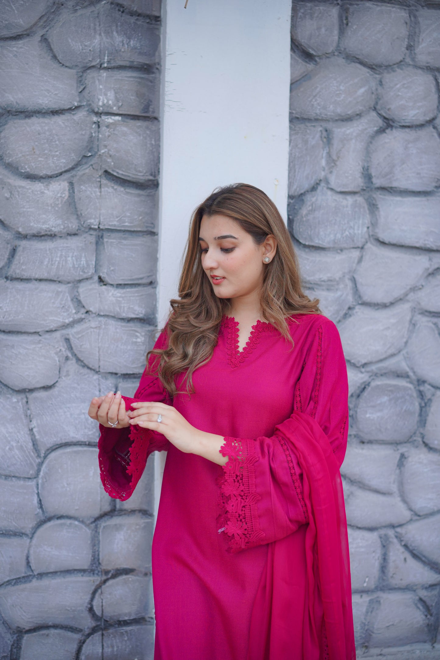 Rs 6200 Aneelas Stitched Karandi Shirt Trouser Only 2pc [Round Daman] [KR-04-A] [Dispatch Time 2 Months]