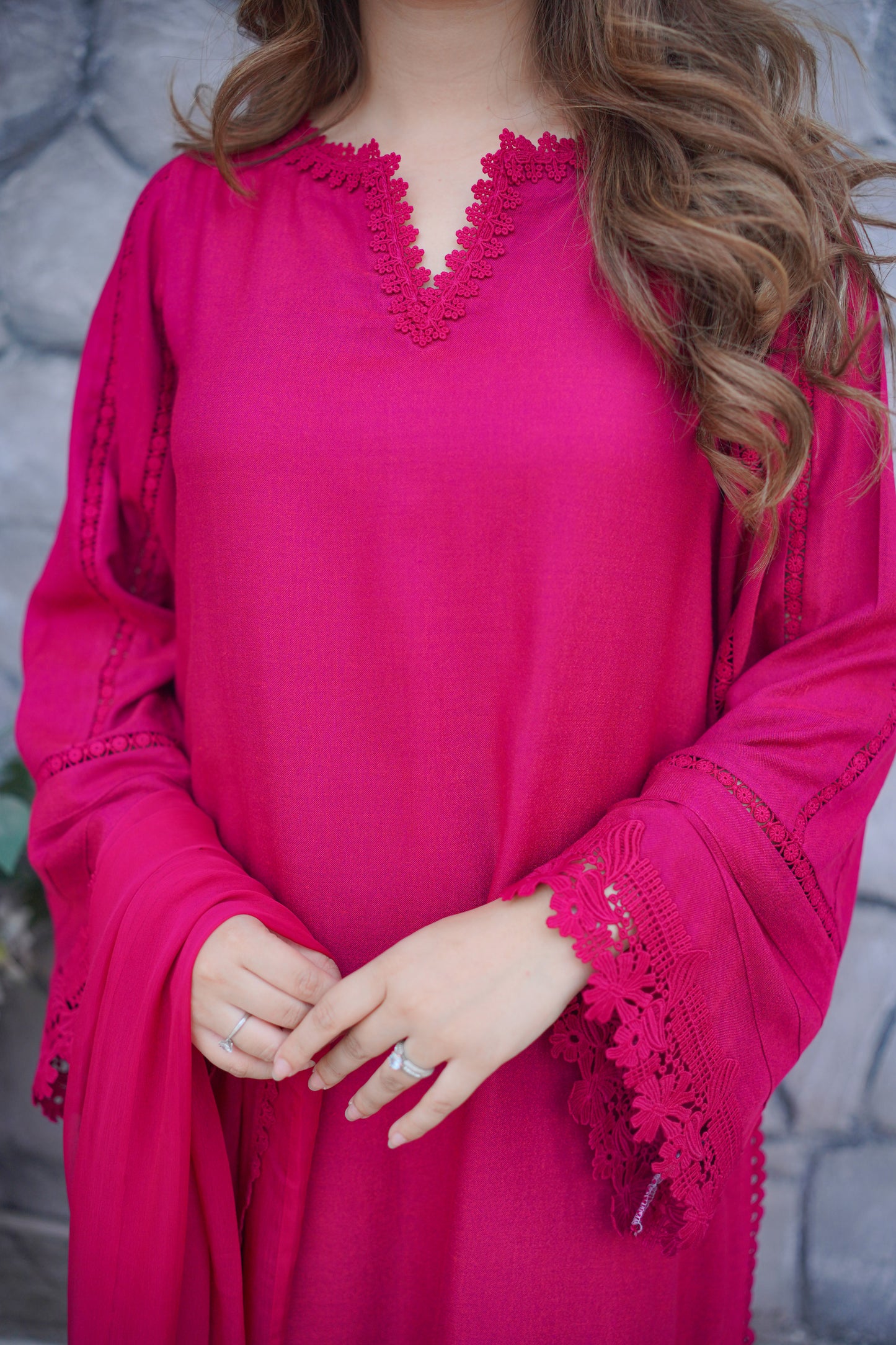 Rs 6000 Aneelas Stitched Karandi Shirt Trouser Only 2pc [Straight Daman Plain Trouser] [KR-04-B] [Dispatch Time 2 Months]