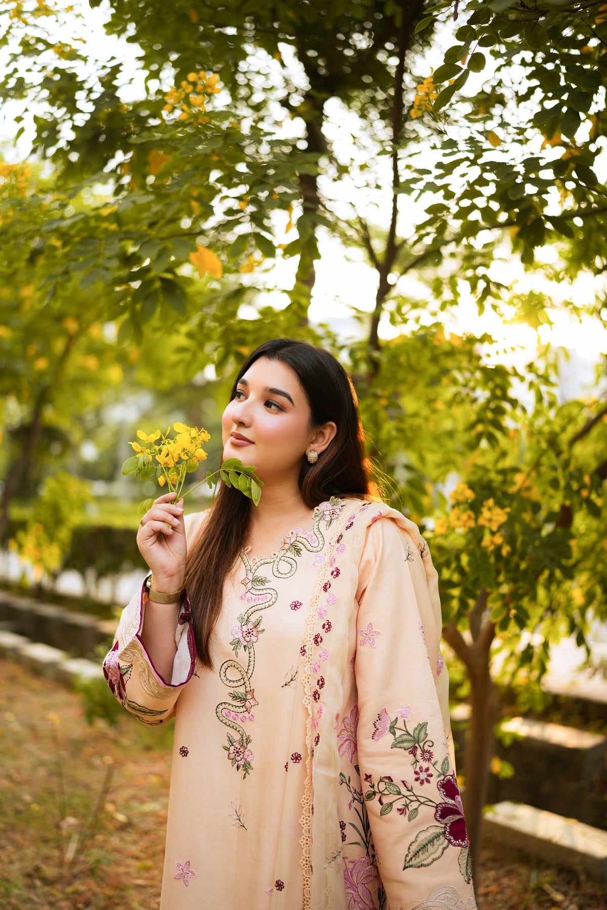 Aneelas Courtrai Emb 3pc Chiffon Duppata [WLUX-26-23] [Dispatch Time 2 Months]