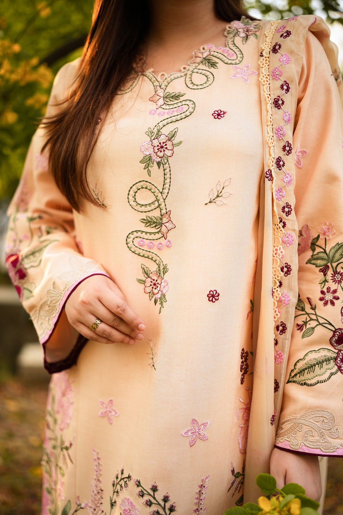 Aneelas Courtrai Emb 3pc Chiffon Duppata [WLUX-26-23] [Dispatch Time 2 Months]