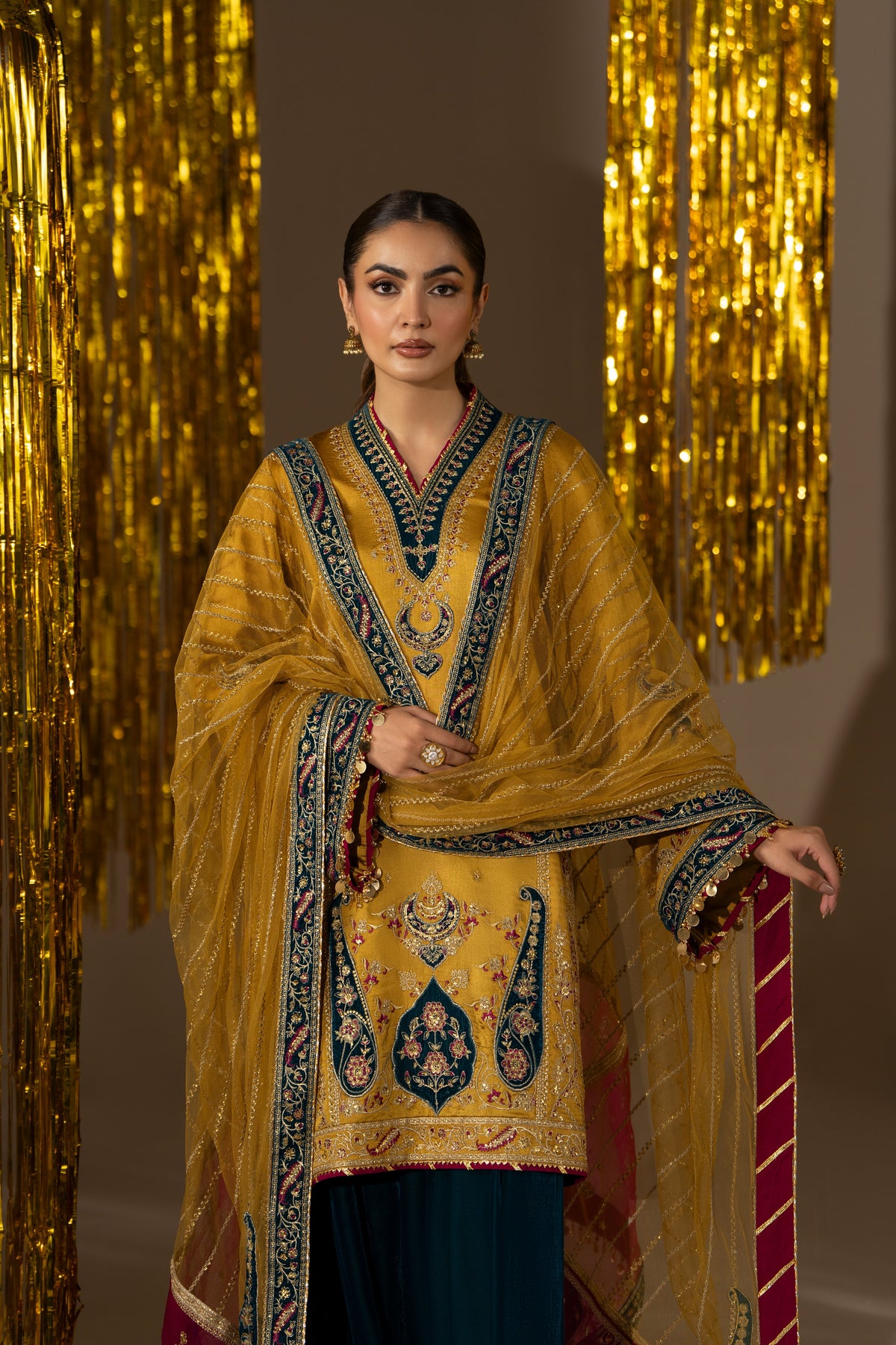 Aneelas Festive Semi Formal Silk Emb 3pc Silk Shalwar [FC-34-B] [Dispatch Time 1 Month]