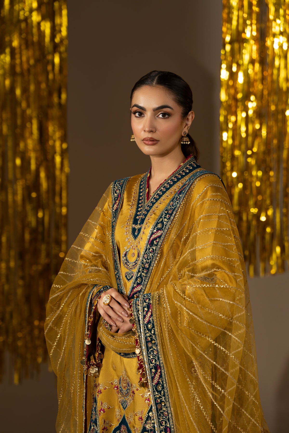 Aneelas Festive Semi Formal Silk Emb 3pc Silk Shalwar [FC-34-B] [Dispatch Time 1 Month]