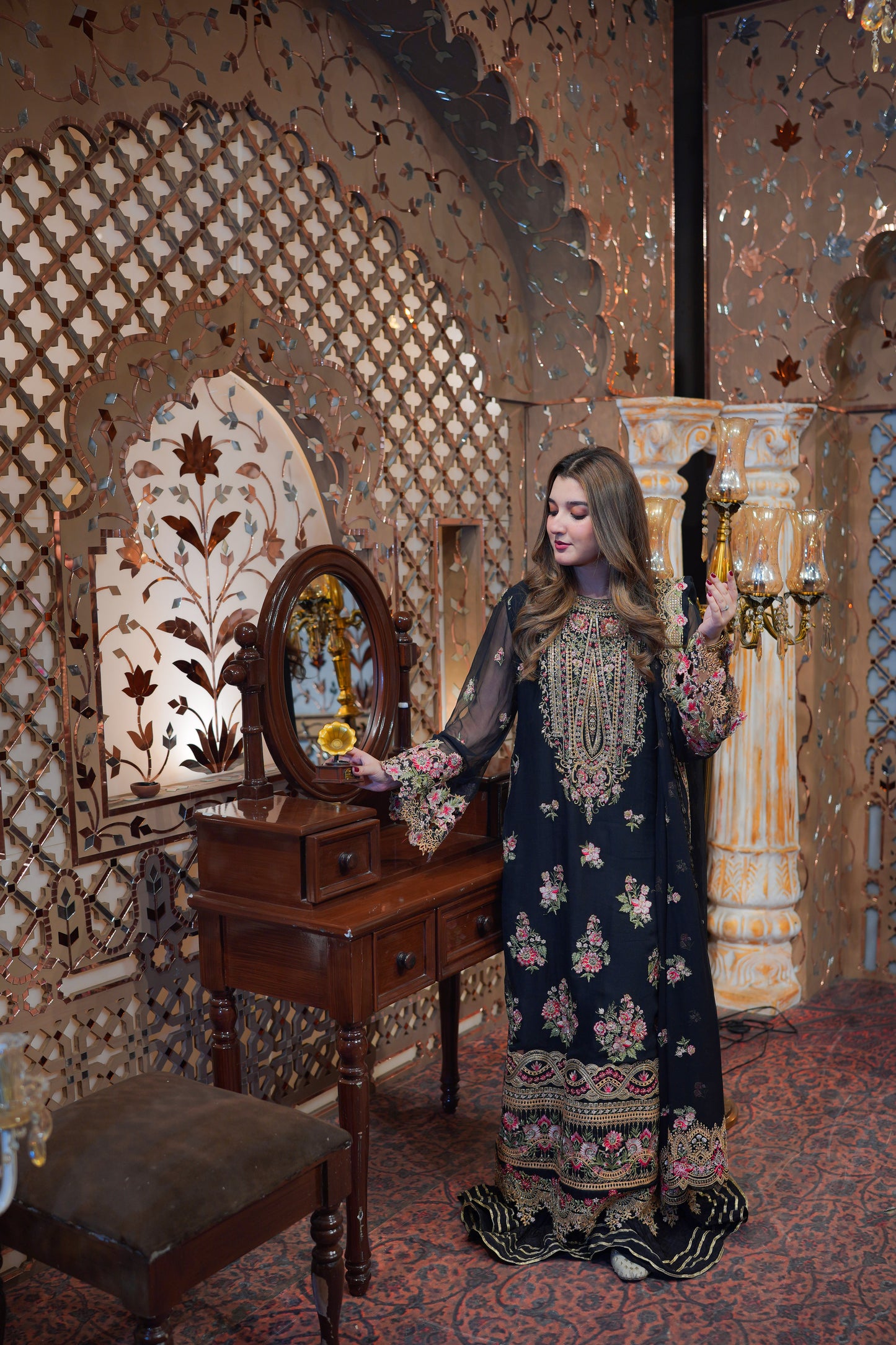 Rs 29500 Aneelas Stitched Emb Chiffon With Ada Work 3pc [FC-12] [Dispatch Time 2 Months]