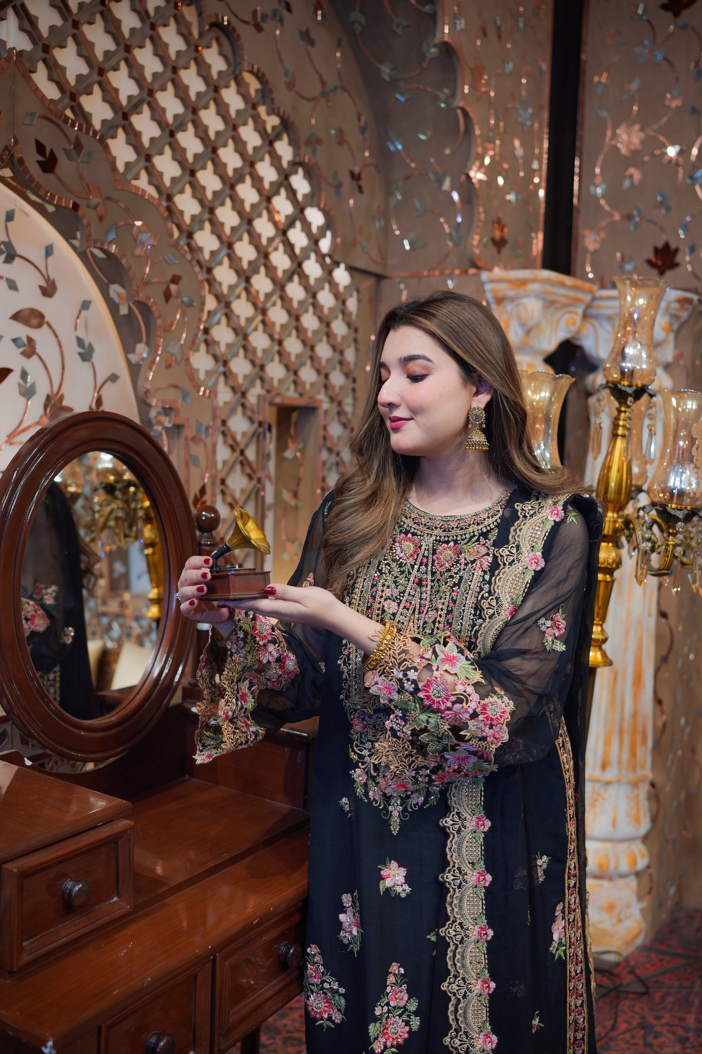 Rs 29500 Aneelas Stitched Emb Chiffon With Ada Work 3pc [FC-12] [Dispatch Time 2 Months]