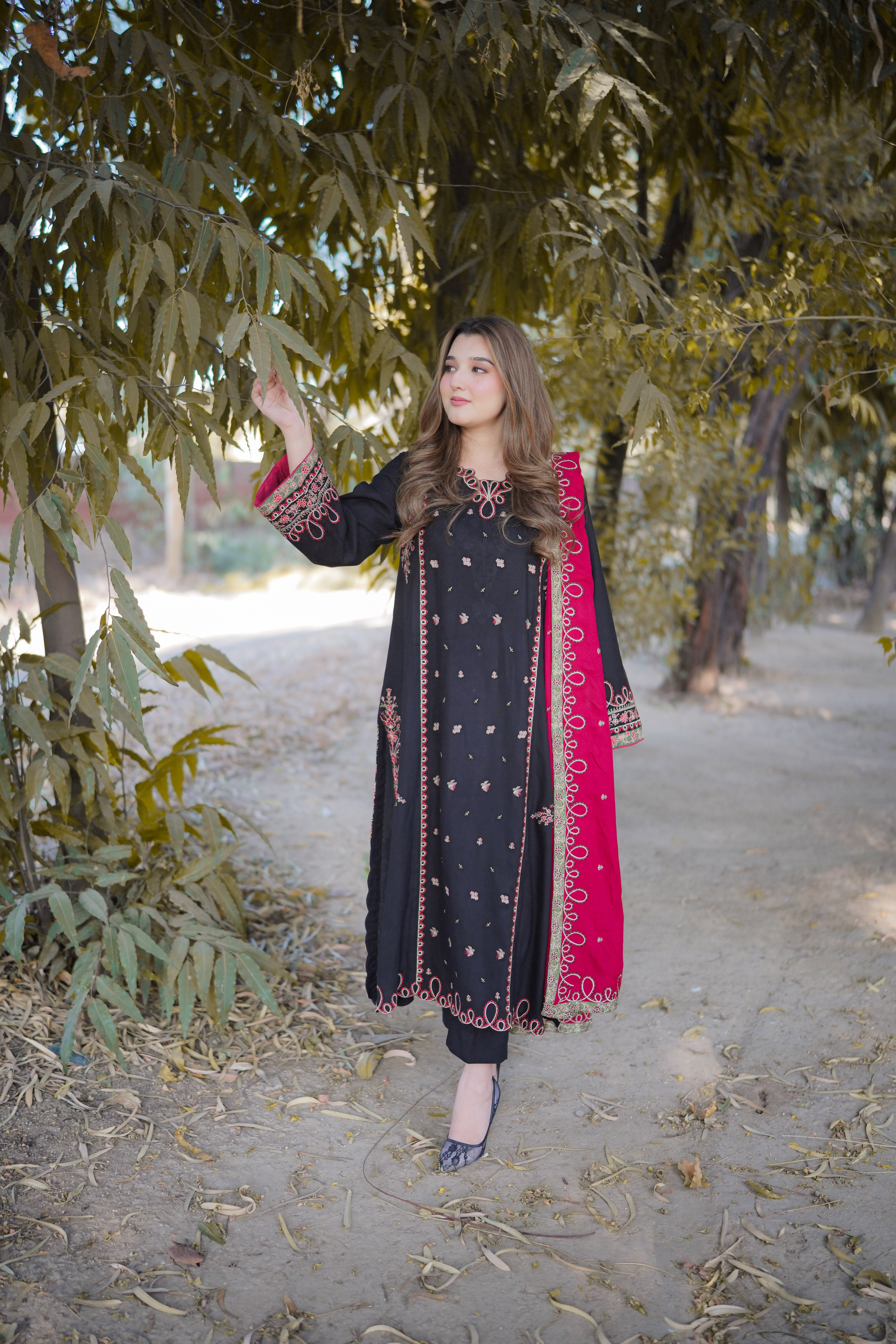 Rs 8800 Aneelas Stitched Peach Wool Shirt Trouser 2pc [PL-12] [Dispatch time 2 Months]