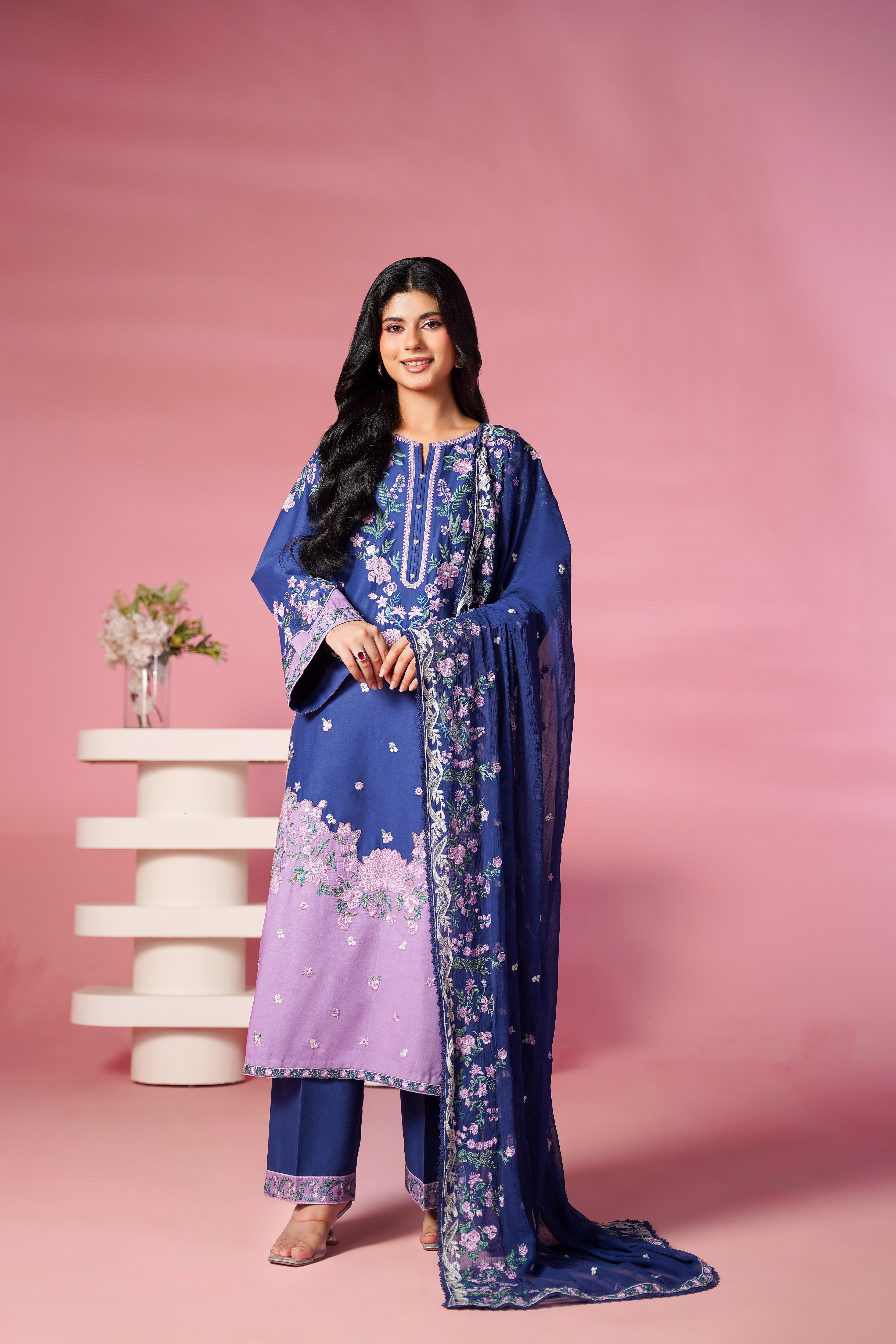 Rs 14450 Aneelas Stitched Lawn Emb 3pc Chiffon Duppata [LUX-26-109] [Dispatch Time 2 Months]