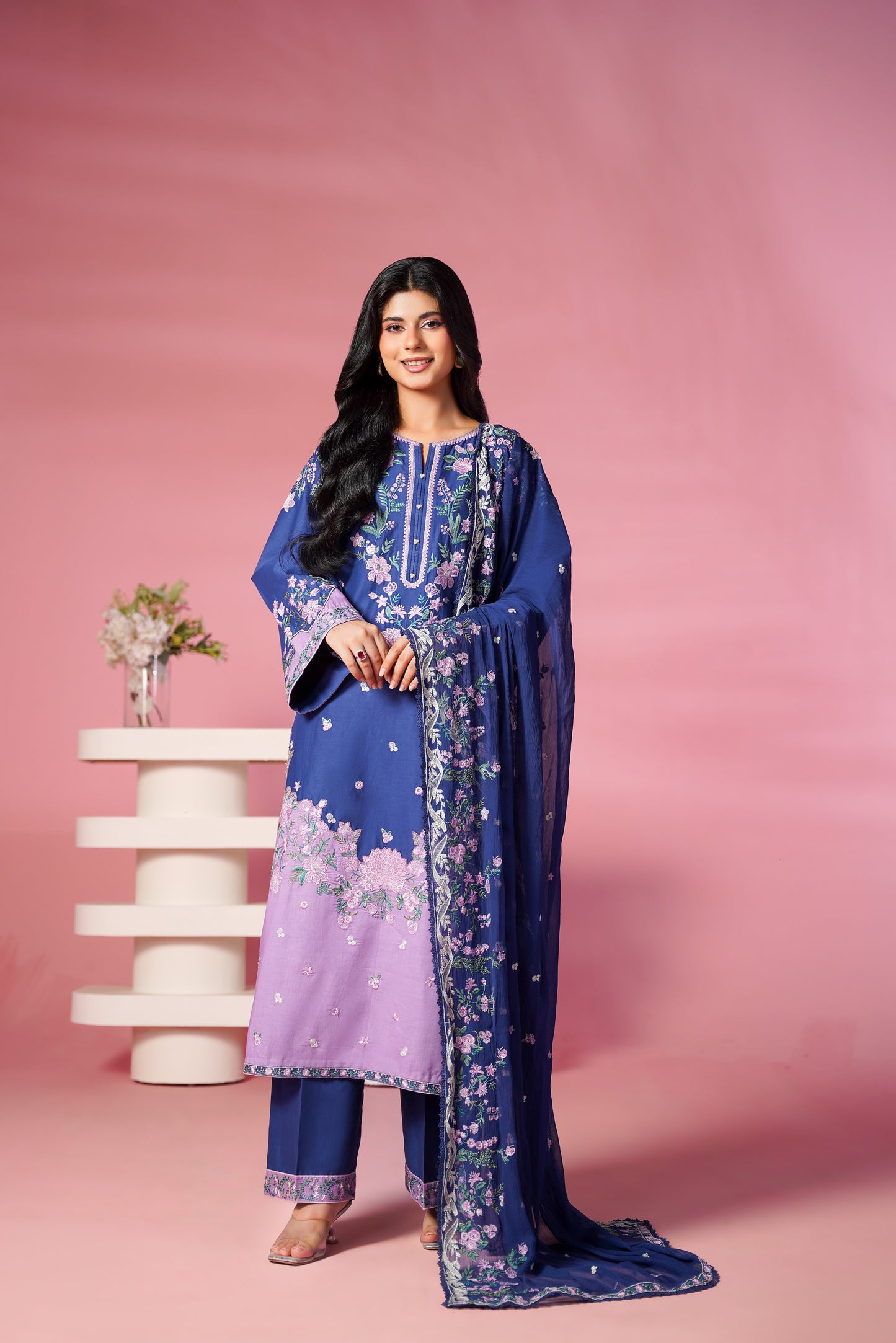 Rs 14450 Aneelas Stitched Lawn Emb 3pc Chiffon Duppata [LUX-26-109] [Dispatch Time 2 Months]