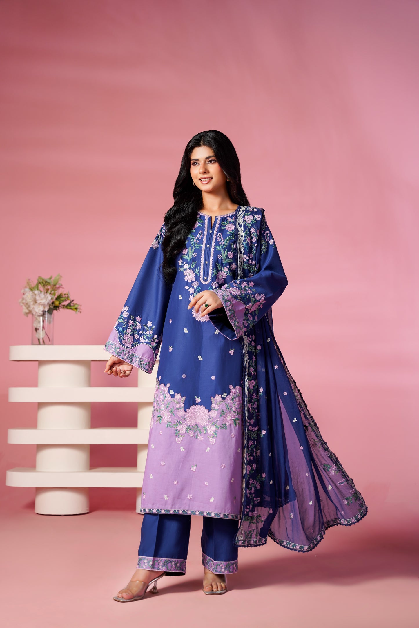 Rs 14450 Aneelas Stitched Lawn Emb 3pc Chiffon Duppata [LUX-26-109] [Dispatch Time 2 Months]