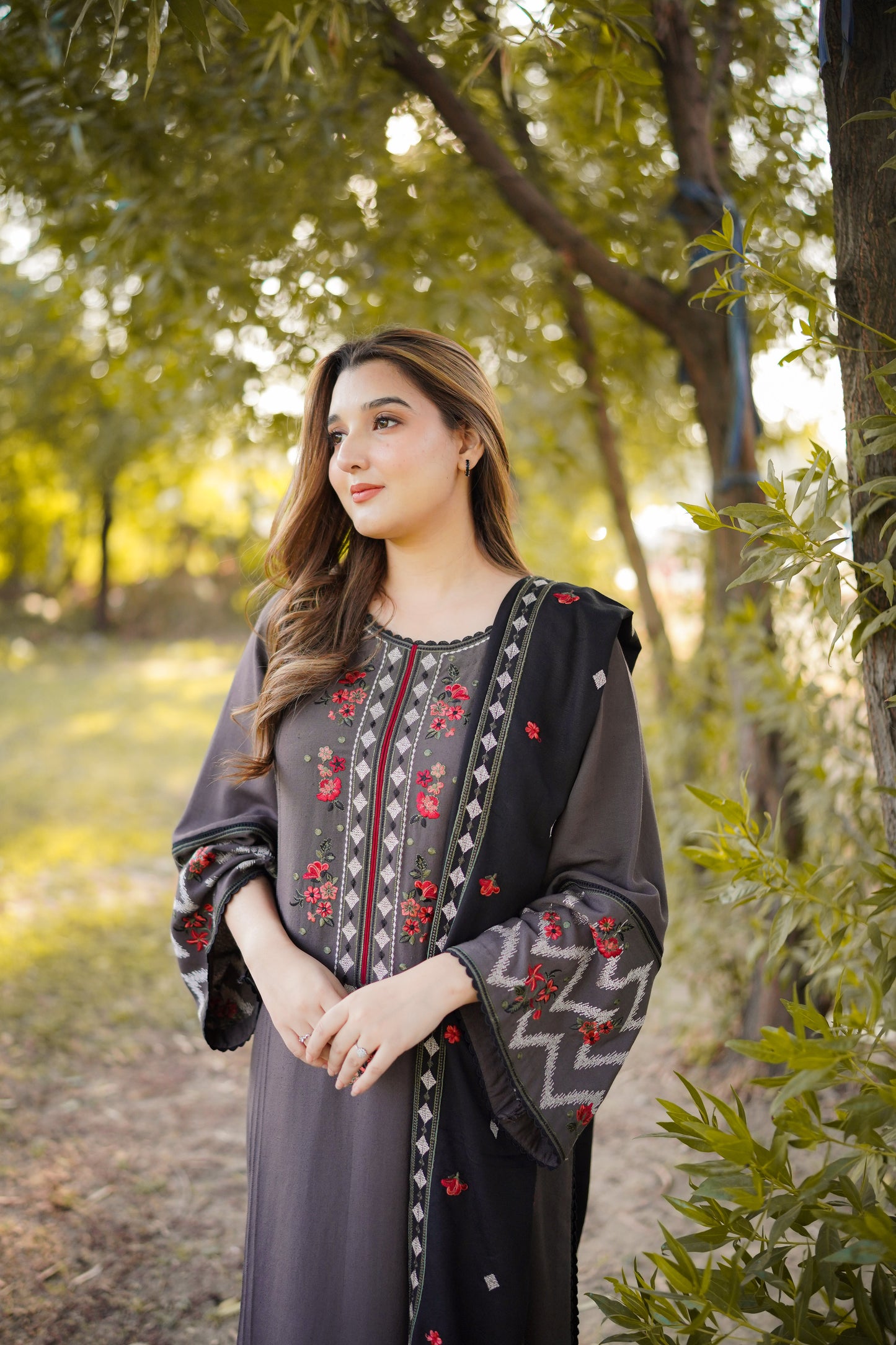 Rs 6500 Aneelas Stitched Karandi Emb Shirt Trouser 2pc [KR-06] [Dispatch Time 2 Months]