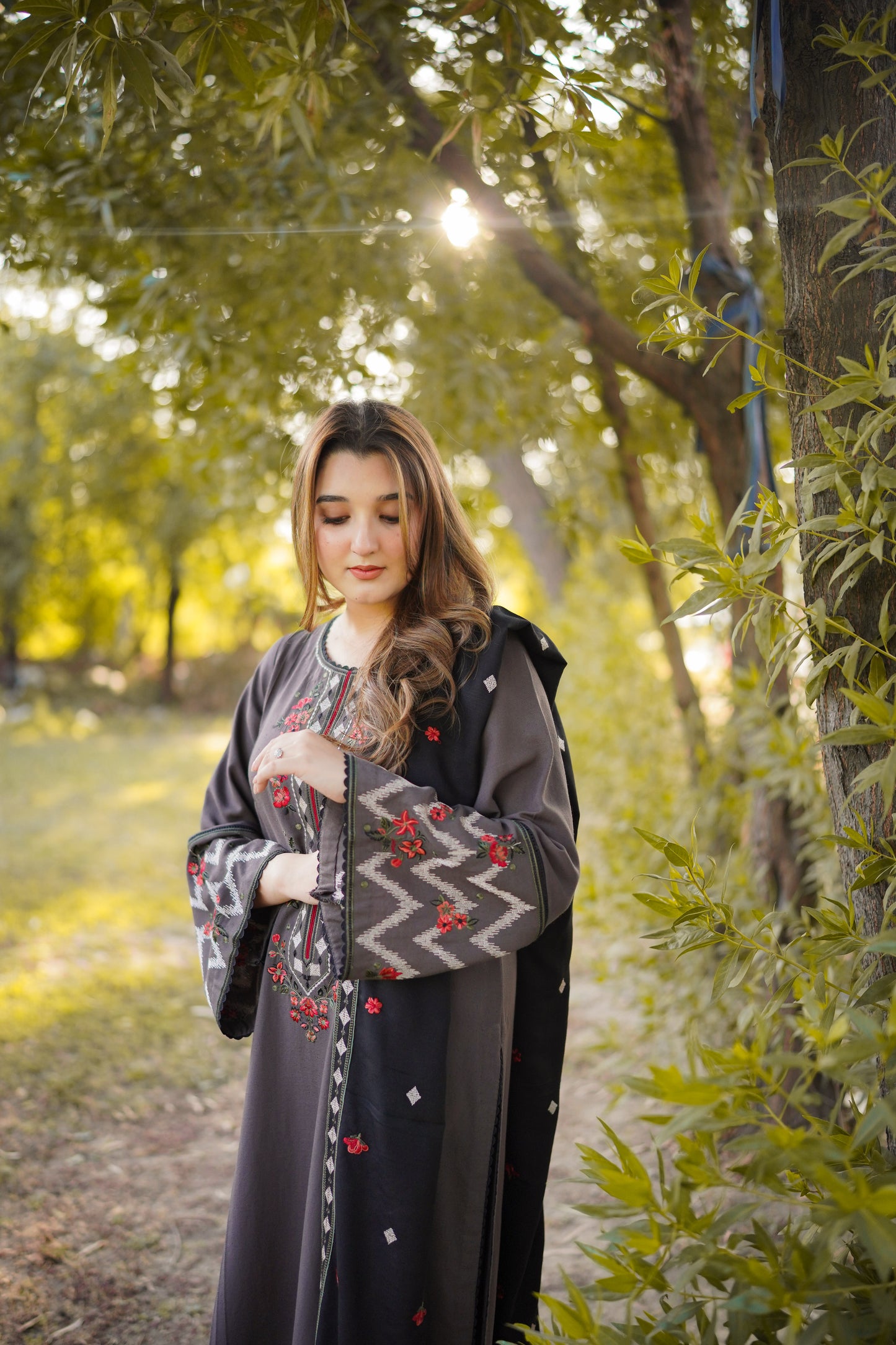 Rs 6500 Aneelas Stitched Karandi Emb Shirt Trouser 2pc [KR-06] [Dispatch Time 2 Months]