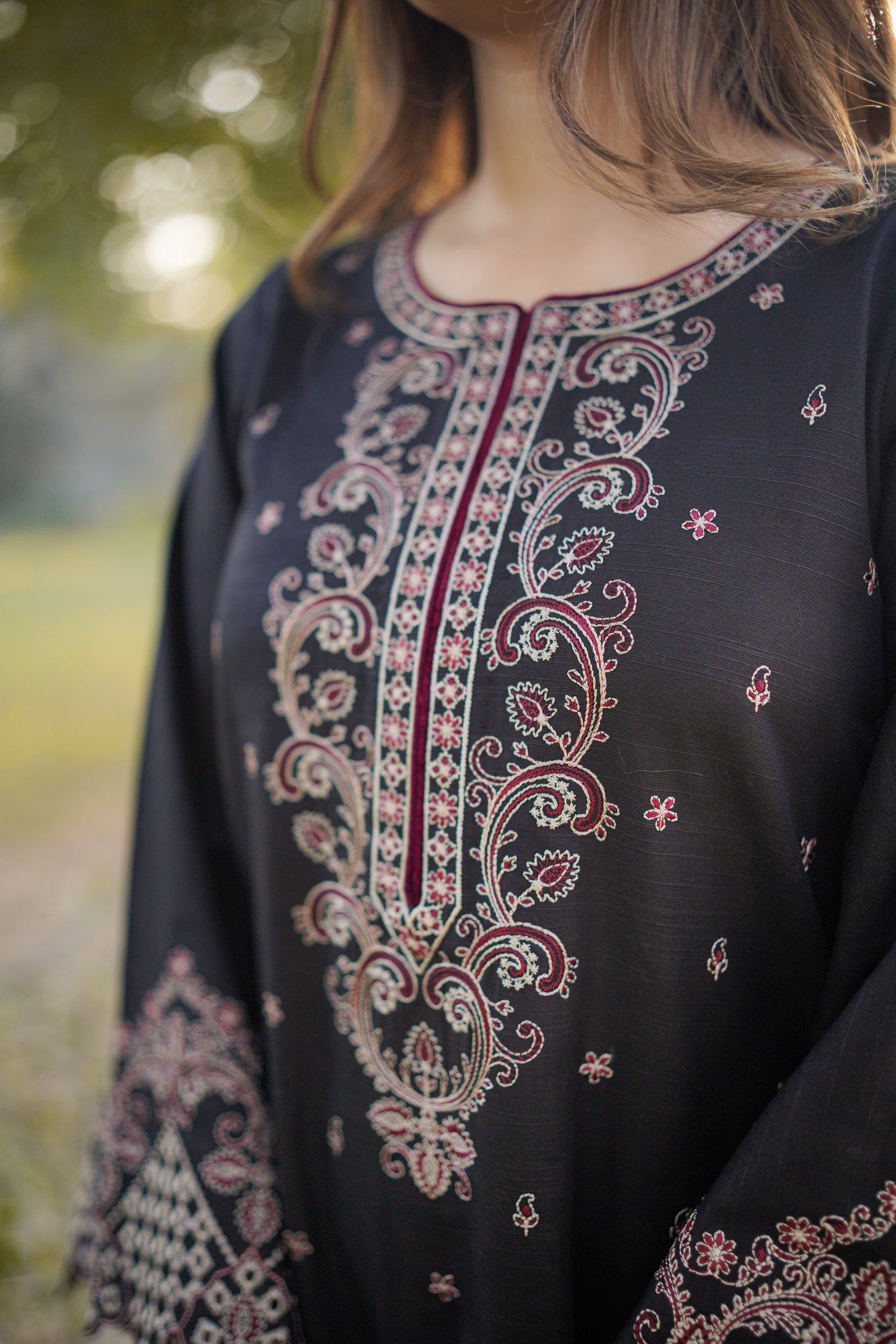 Rs 6500 Aneelas Stitched Khadar Emb Shirt Trouser [WLUX-08] [Dispatch Time 2 Months]