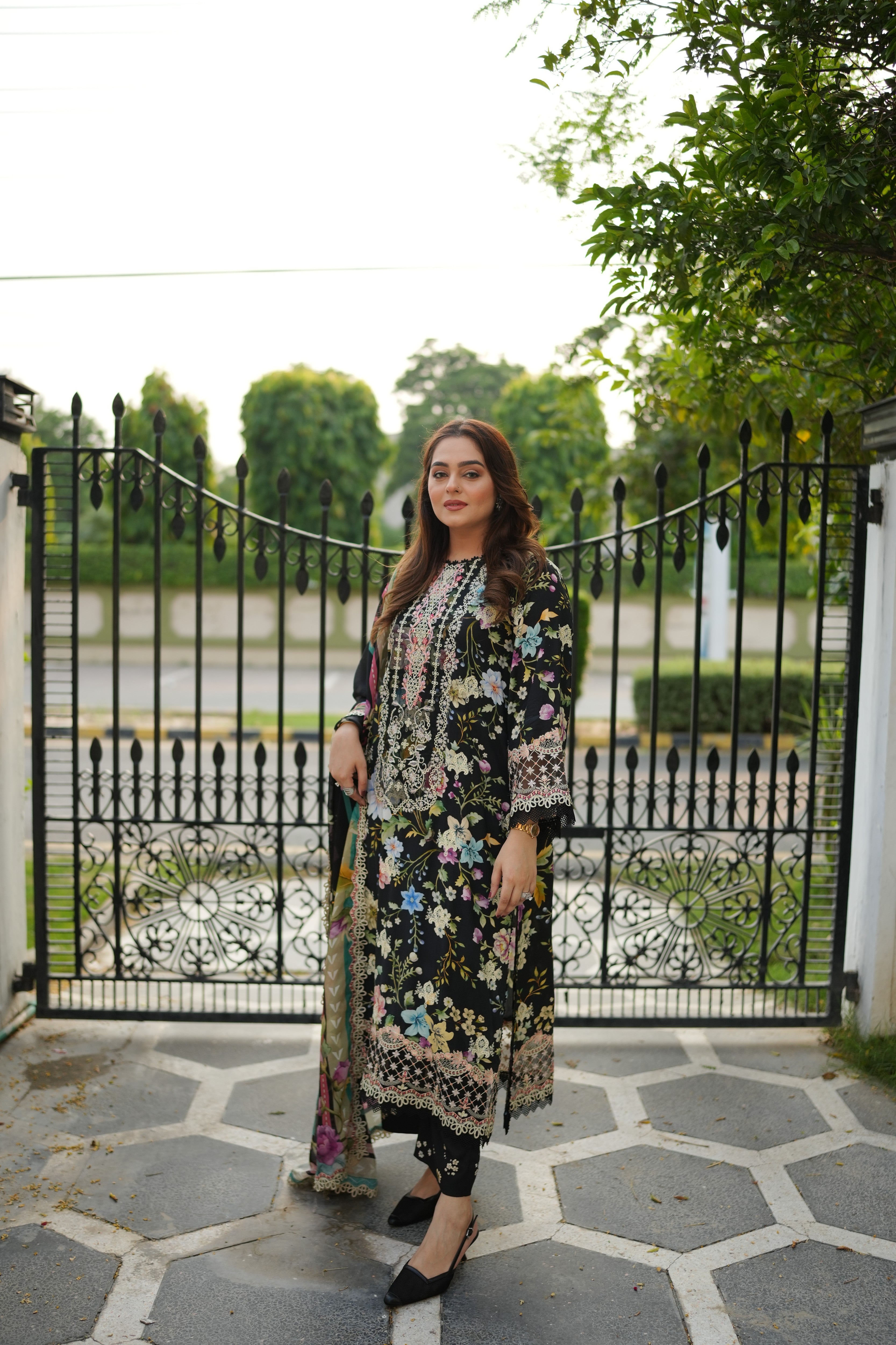 Aneelas Viscose Print Emb 3pc Viscose Duppata [VC-26-19-A] [Dispatch Time 2 Months]