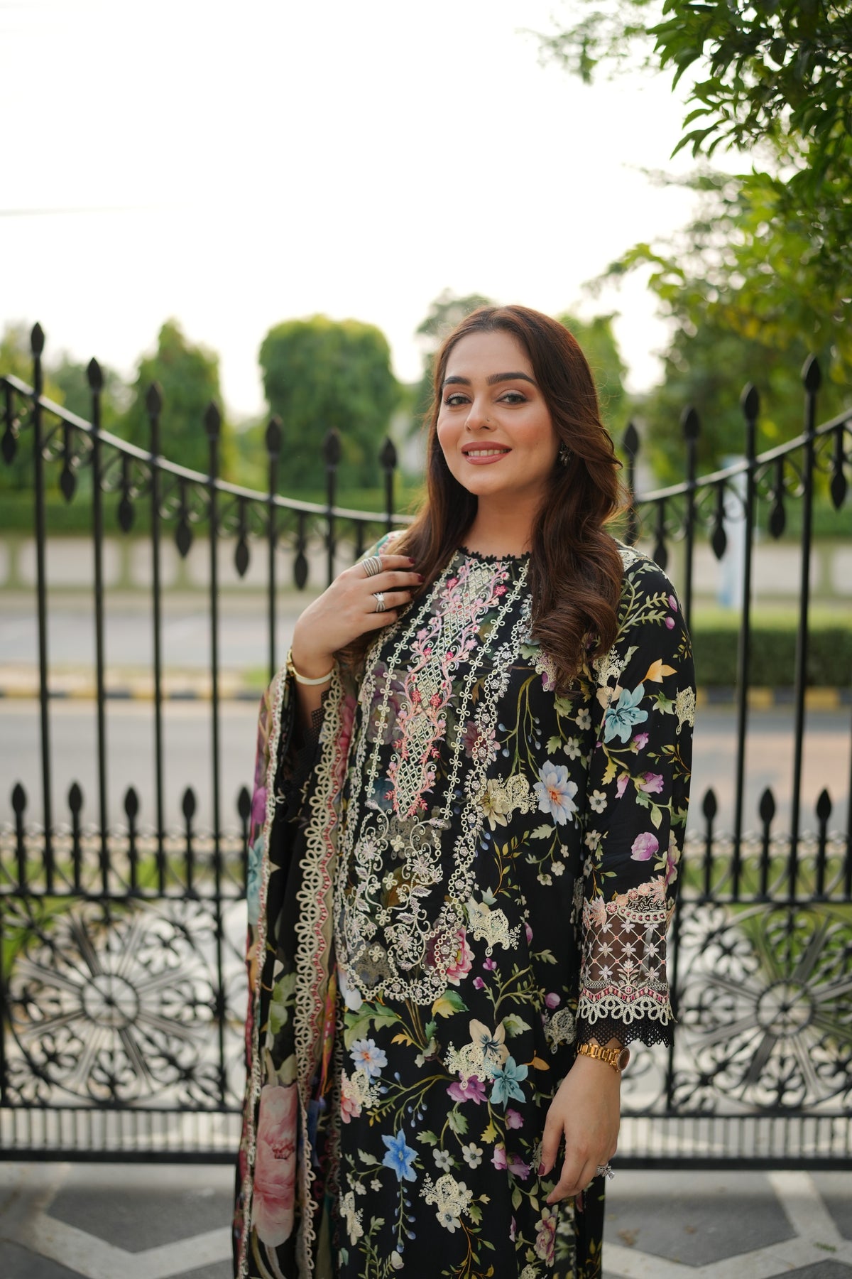 Aneelas Viscose Print Emb 3pc Viscose Duppata [VC-26-19-A] [Dispatch Time 2 Months]