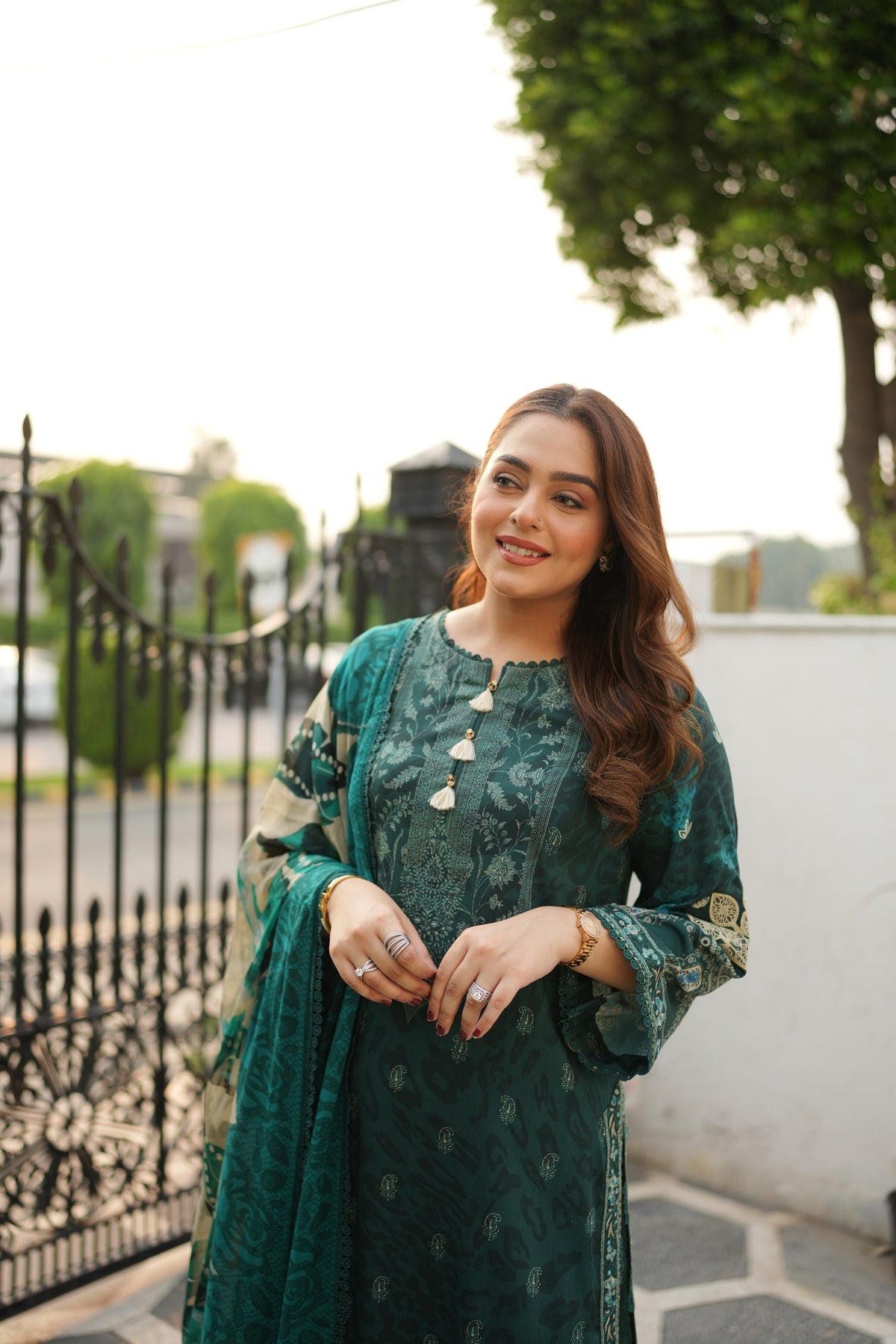 Aneelas Viscose Print Emb 3pc Chiffon Duppata [VC-26-15-B] [Dispatch Time 2.5 Months]