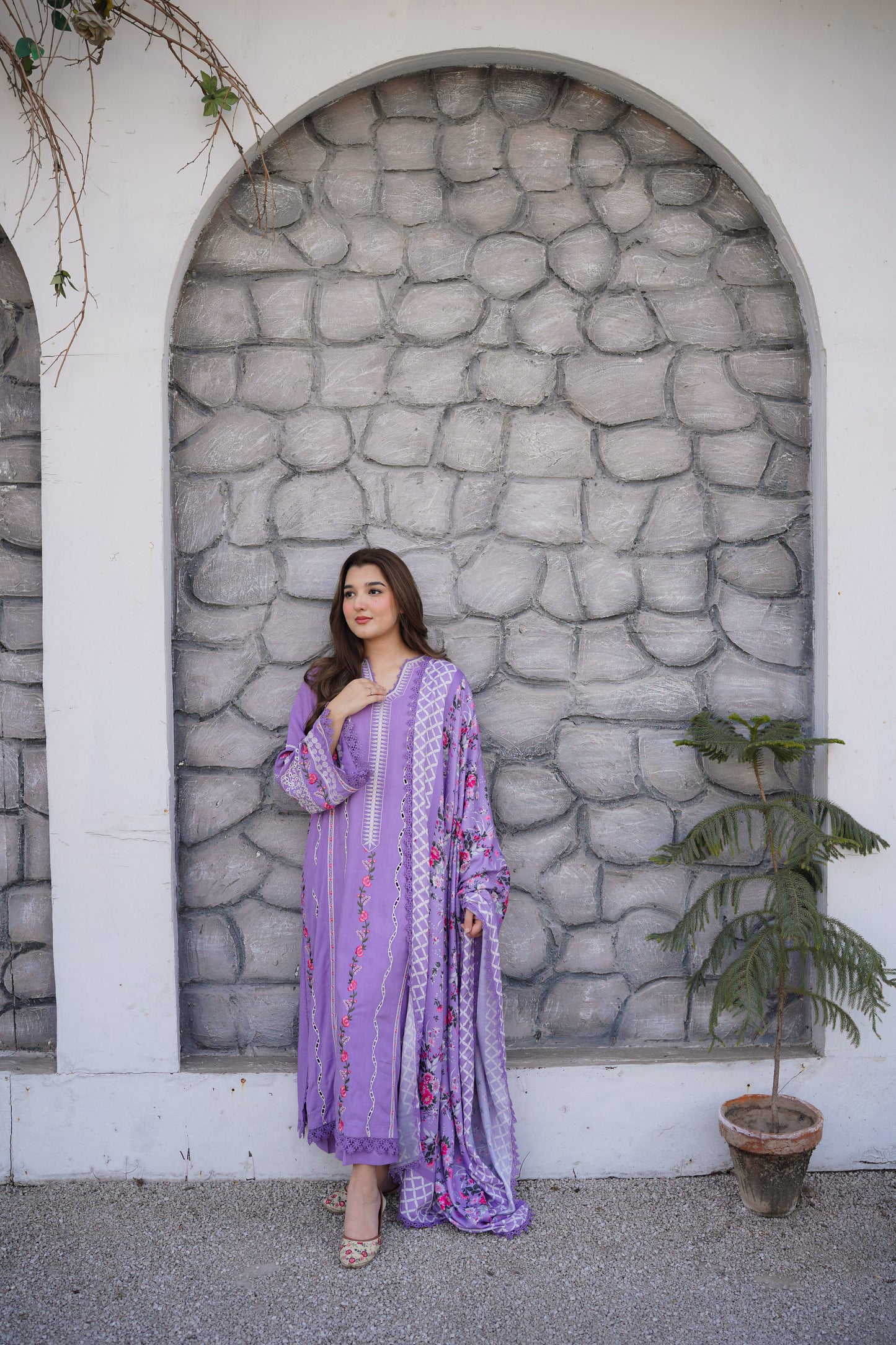 Rs 13500 Aneelas Stitched Cotton Satin Emb 3pc [CT-02] [Dispatch Time 2.5 Months]