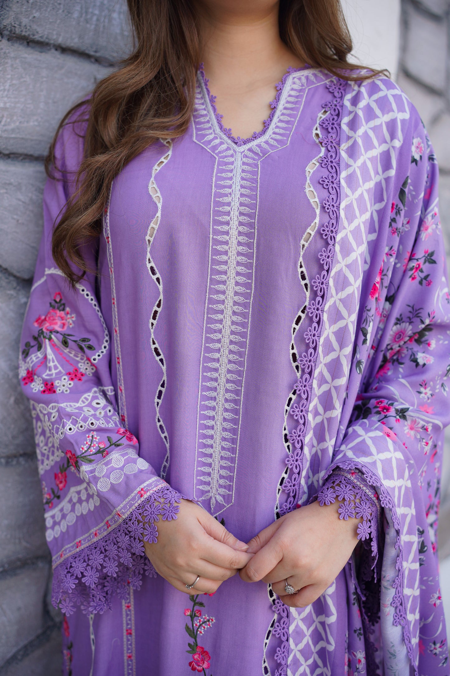 Rs 13500 Aneelas Stitched Cotton Satin Emb 3pc [CT-02] [Dispatch Time 2.5 Months]