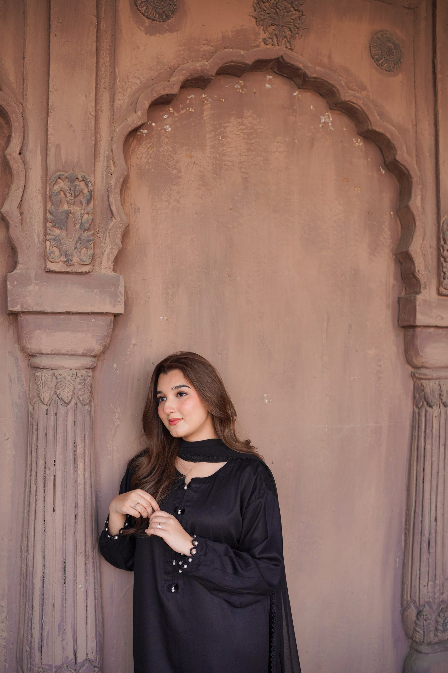 Rs 5800 Aneelas Stitched Cotton Satin Emb Stitched Shirt Trouser [SL-01] [Dispatch Time 2 Months]