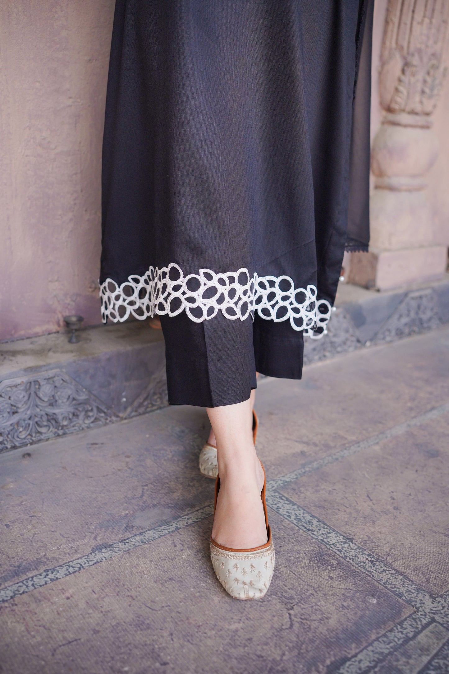 Rs 5800 Aneelas Stitched Cotton Satin Emb Stitched Shirt Trouser [SL-01] [Dispatch Time 2 Months]