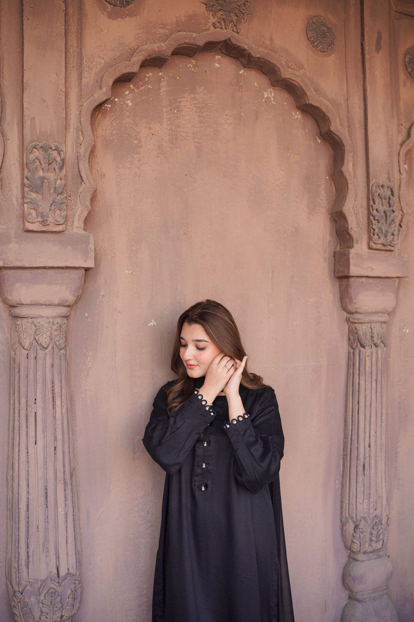 Rs 5800 Aneelas Stitched Cotton Satin Emb Stitched Shirt Trouser [SL-01] [Dispatch Time 2 Months]