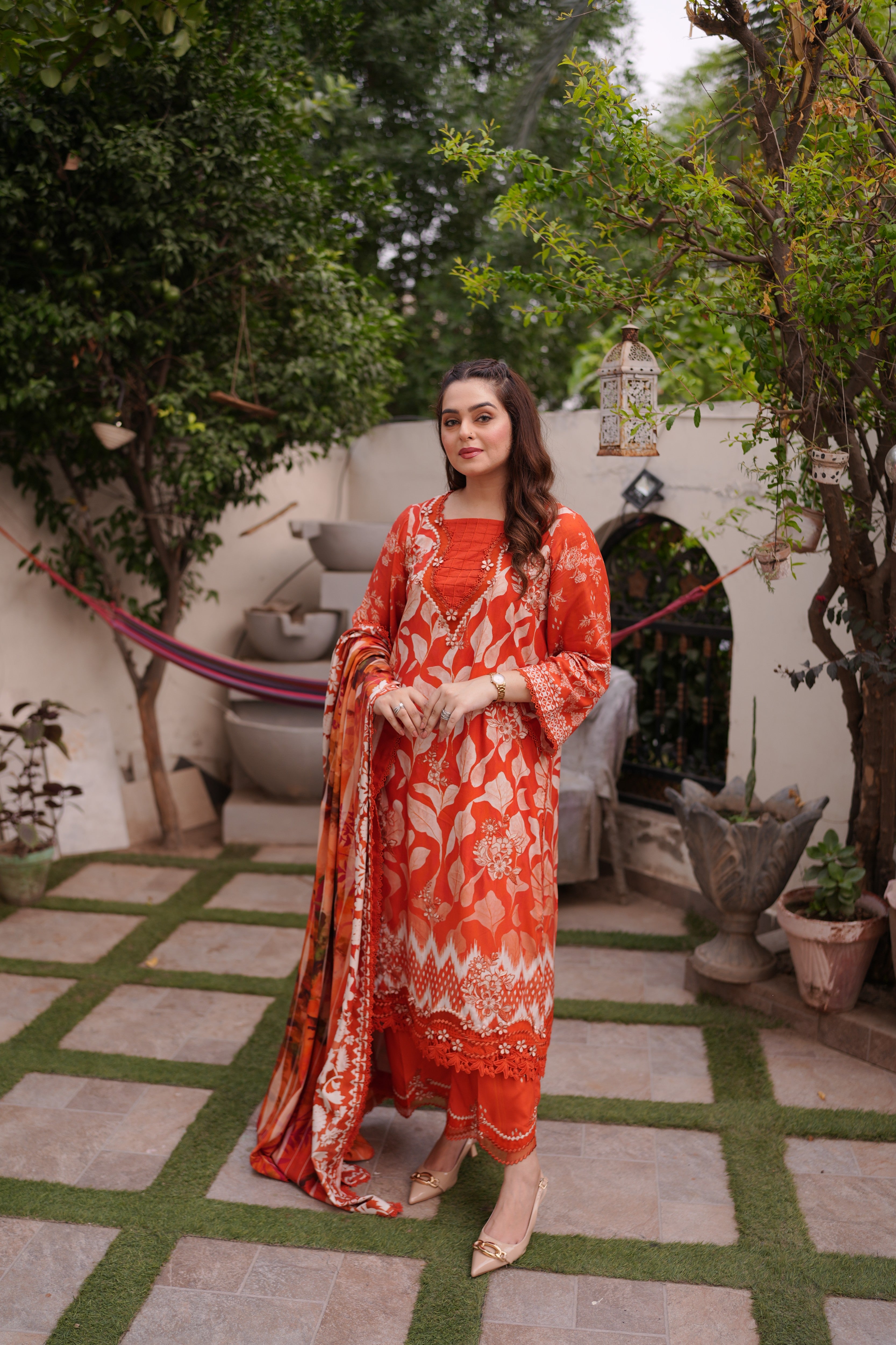Aneelas Print Emb Twill 3pc Chiffon Duppata [WPR-26-02-A-C] [Dispatch Time 2.5 Months]