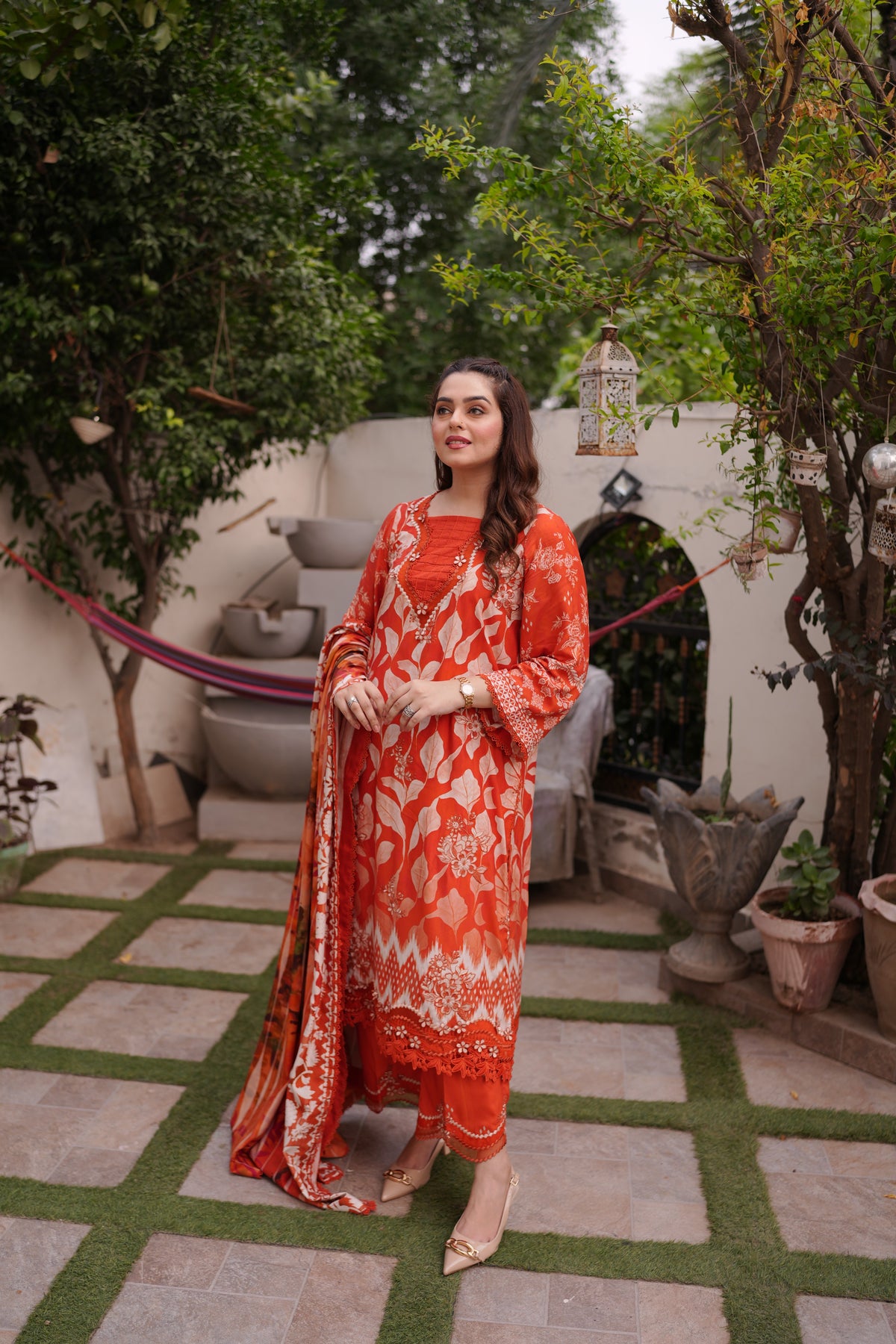 Aneelas Print Emb Twill 3pc Twill Duppata [WPR-26-02-A-B] [Dispatch Time 2.5 Months]
