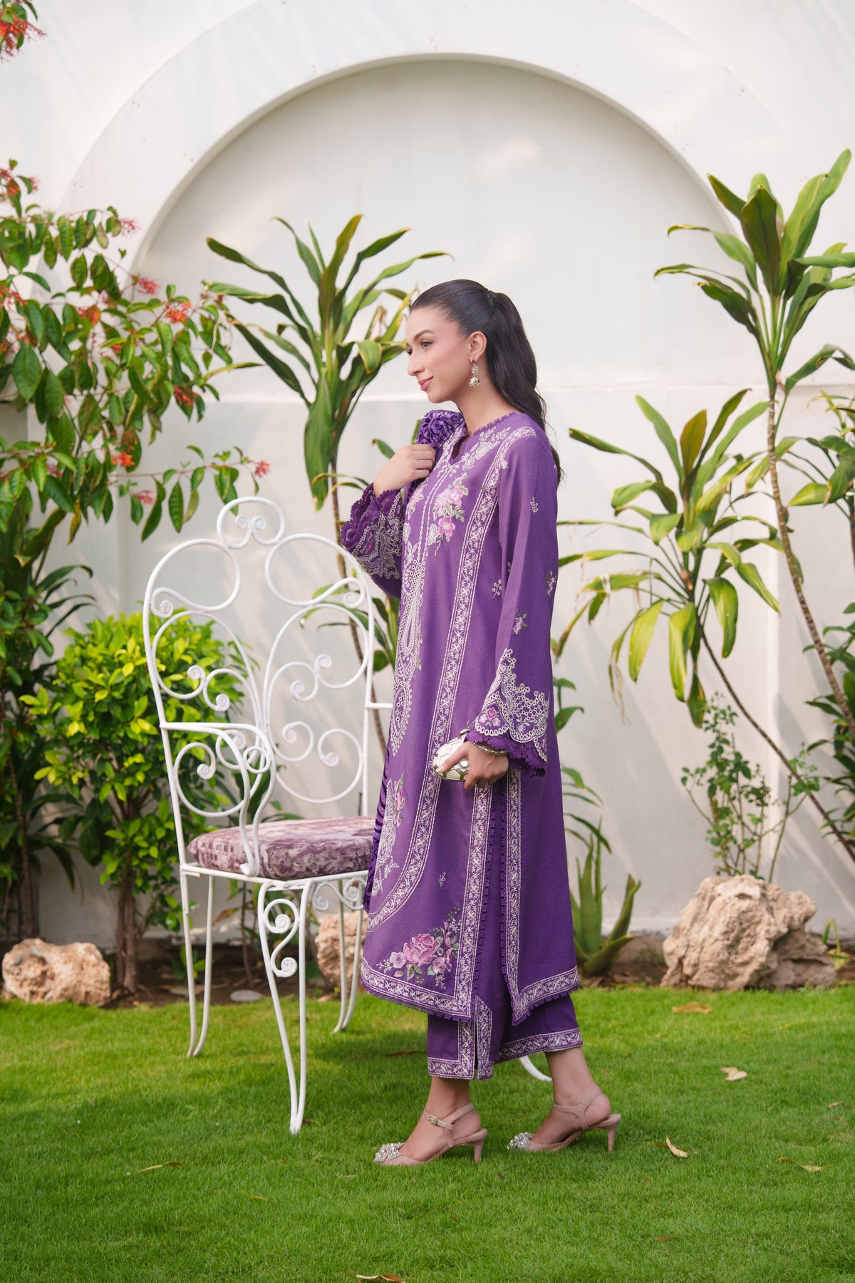 Aneelas Karandi Emb 3pc Palachi Shawl [KR-26-04] [Dispatch Time 2.5 Months]