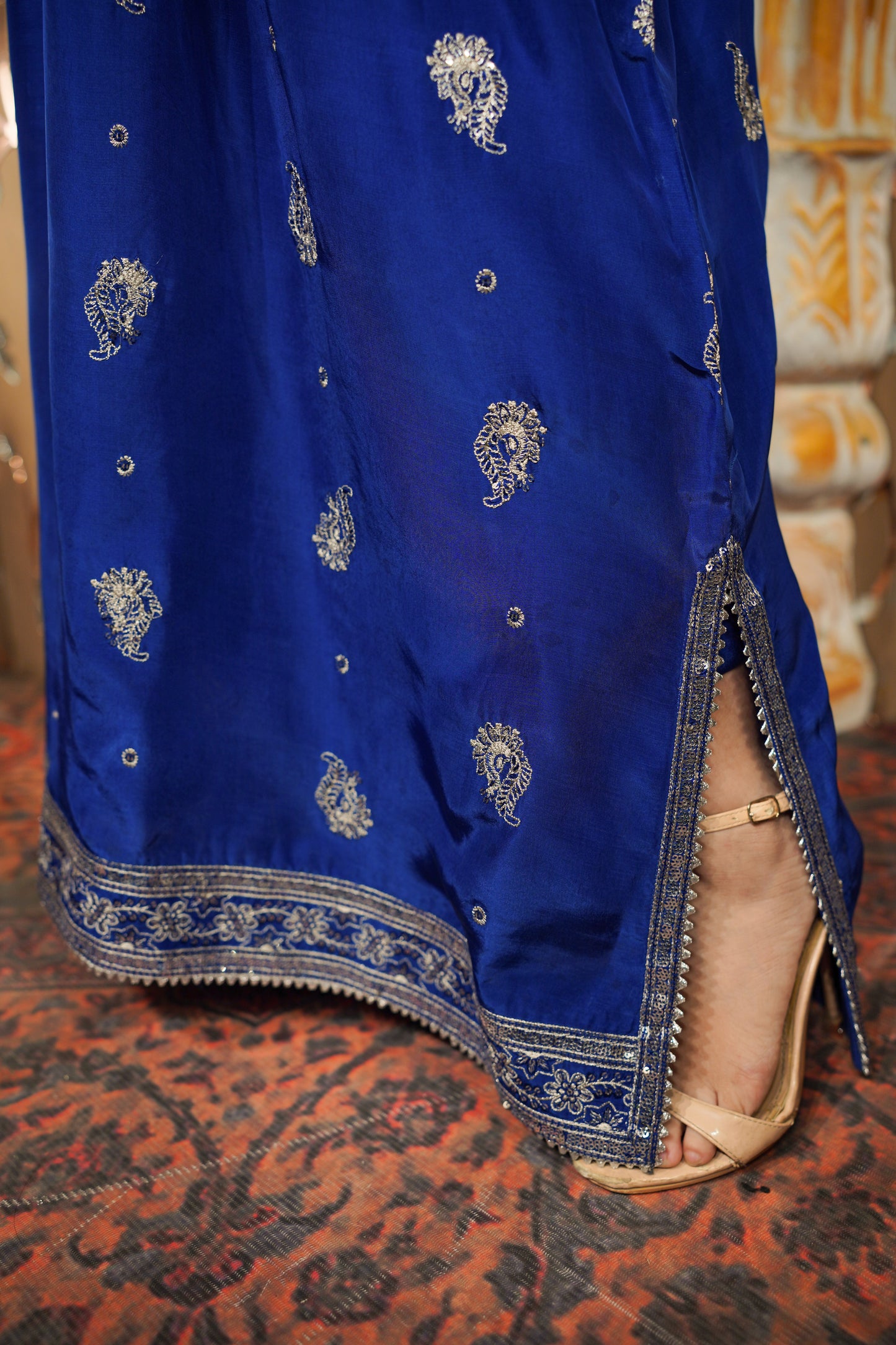 Rs 10500 Aneelas Stitched Raw Silk Emb Kaftan [RS-09] [Dispatch Time 2 Months]