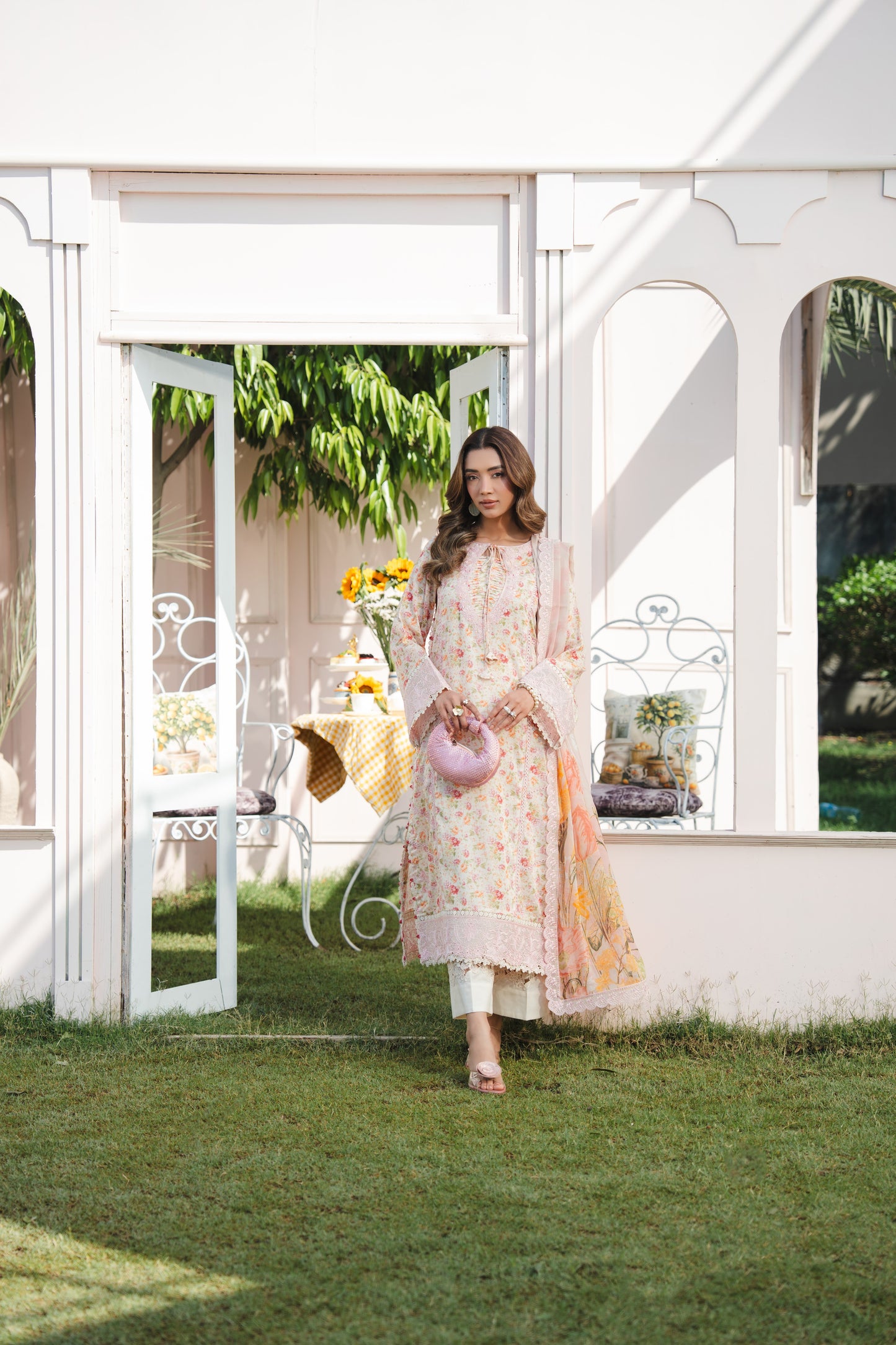 Rs 14500 Aneelas Stitched Print Emb Lawn Print Emb 3pc Chiffon Duppata [SPR-26-38]