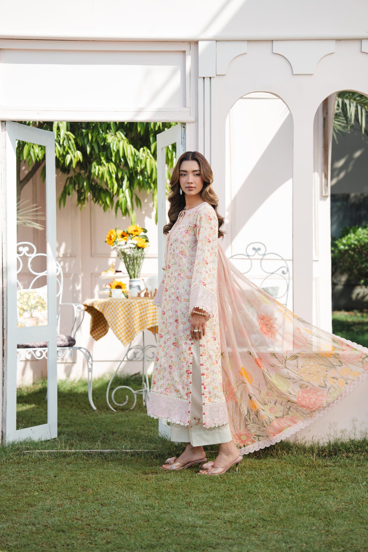Rs 14500 Aneelas Stitched Print Emb Lawn Print Emb 3pc Chiffon Duppata [SPR-26-38]