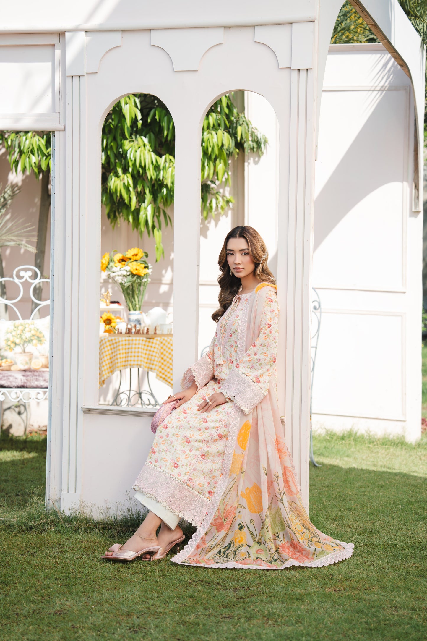 Rs 14500 Aneelas Stitched Print Emb Lawn Print Emb 3pc Chiffon Duppata [SPR-26-38]