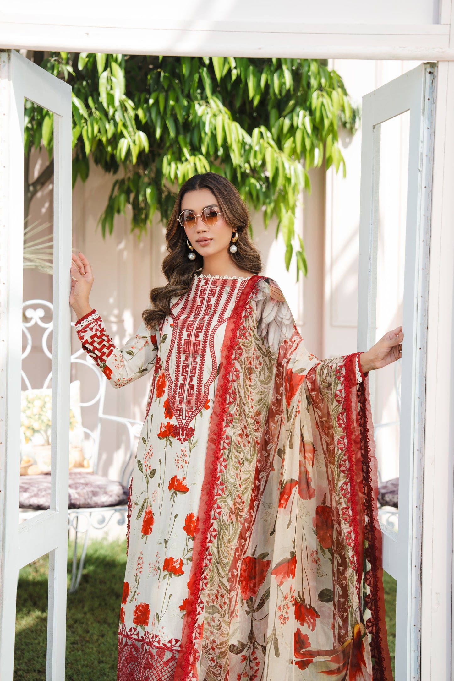 Rs 15500 Aneelas Stitched Lawn Print Emb 3pc Chiffon Duppata [SPR-26-33] [Dispatch Time 2.5 Months]