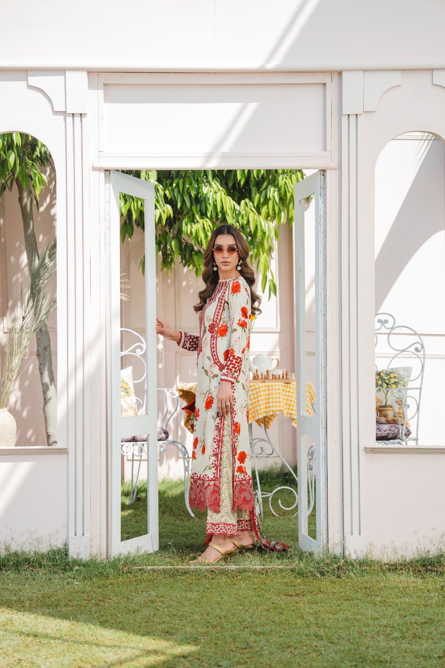 Rs 15500 Aneelas Stitched Lawn Print Emb 3pc Chiffon Duppata [SPR-26-33] [Dispatch Time 2.5 Months]