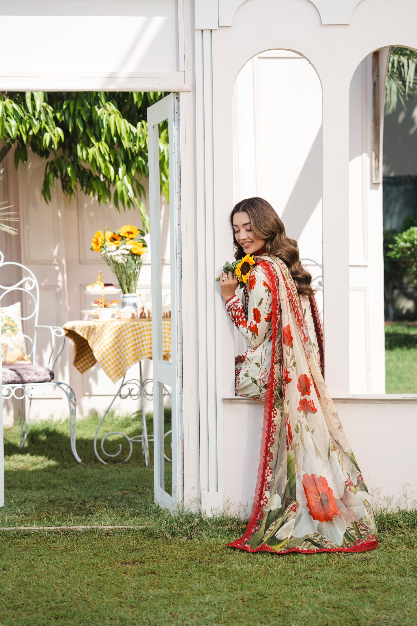 Rs 15500 Aneelas Stitched Lawn Print Emb 3pc Chiffon Duppata [SPR-26-33] [Dispatch Time 2.5 Months]