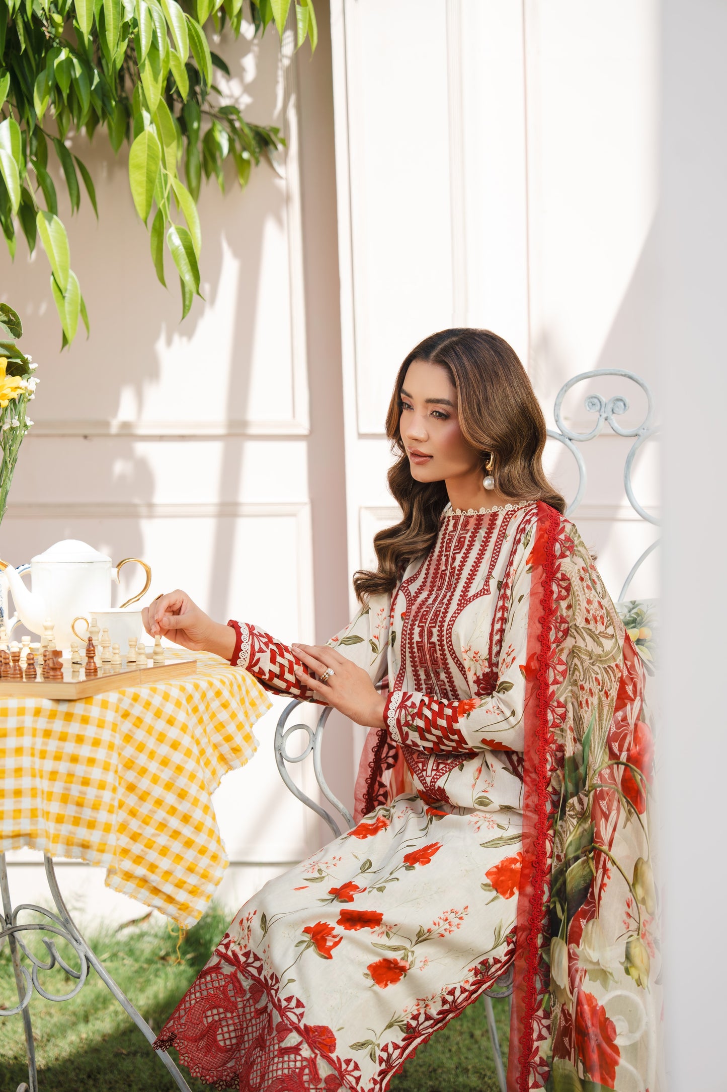 Rs 15500 Aneelas Stitched Lawn Print Emb 3pc Chiffon Duppata [SPR-26-33] [Dispatch Time 2.5 Months]