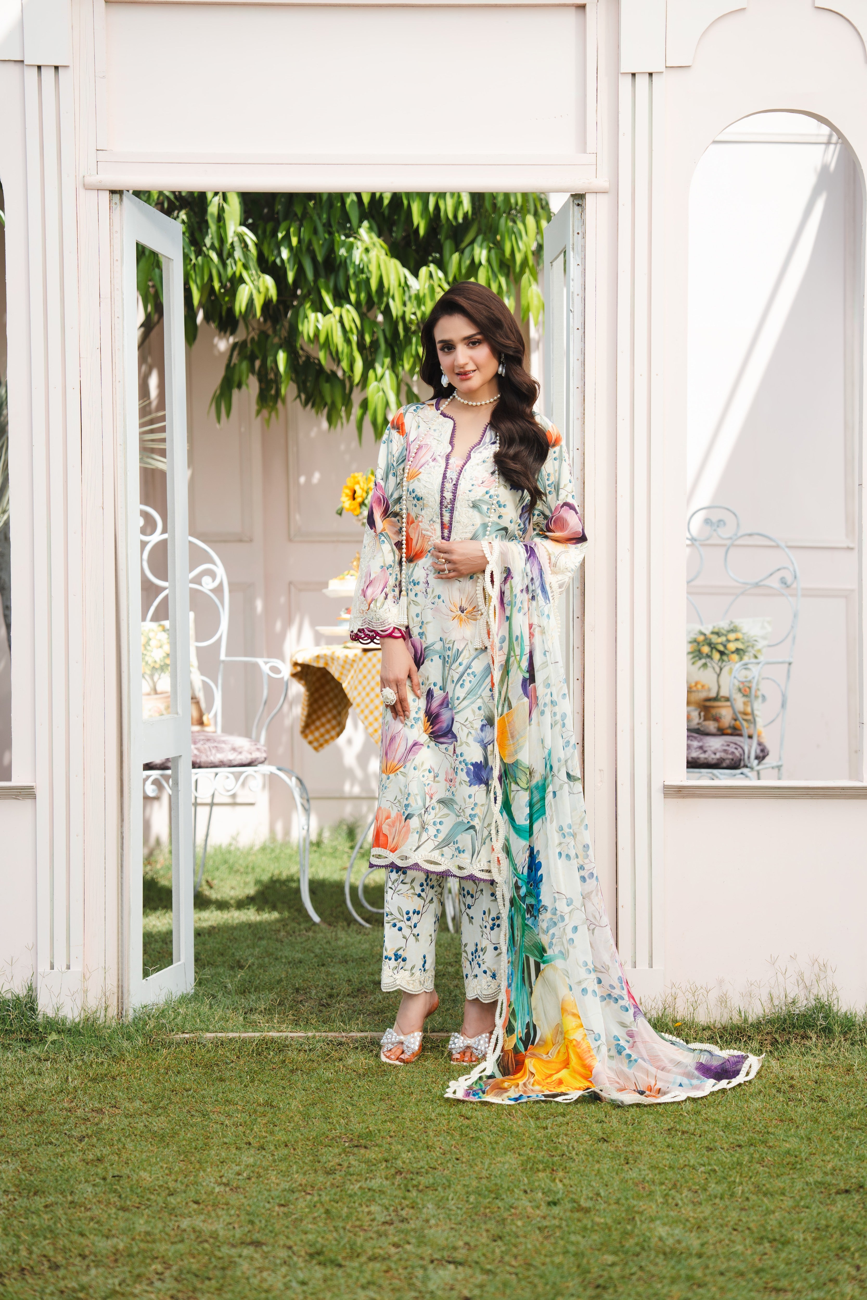 Rs 14500 Aneelas Stitched Lawn Print Emb 3pc Chiffon Duppata [SPR-26-36-A] [Dispatch Time 2 Months]