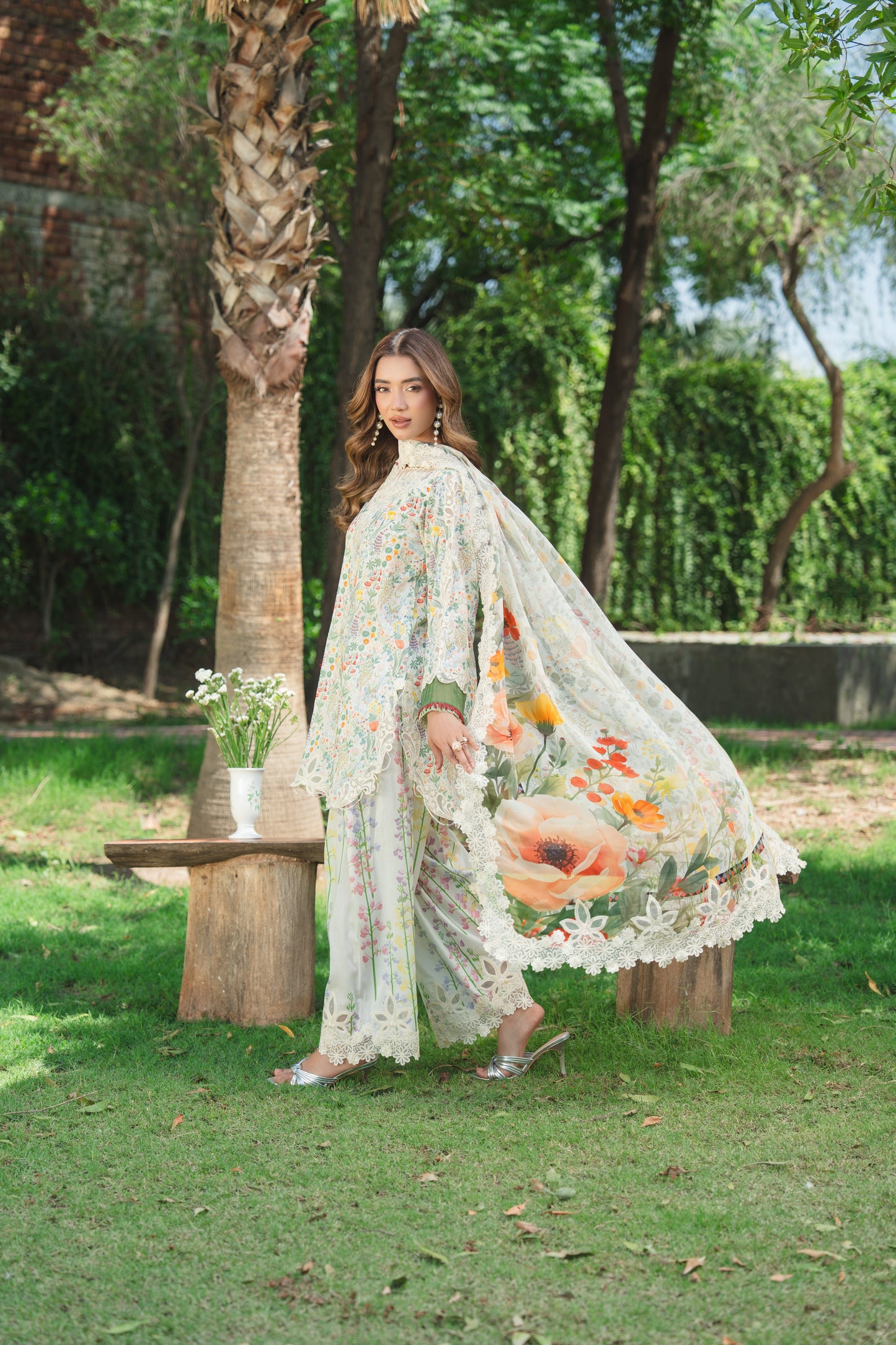 Rs 15450 Aneelas Stitched Print Emb Lawn Print Emb 3pc Chiffon Duppata [SPR-26-37-A] [Dispatch Time 2.5 Months]