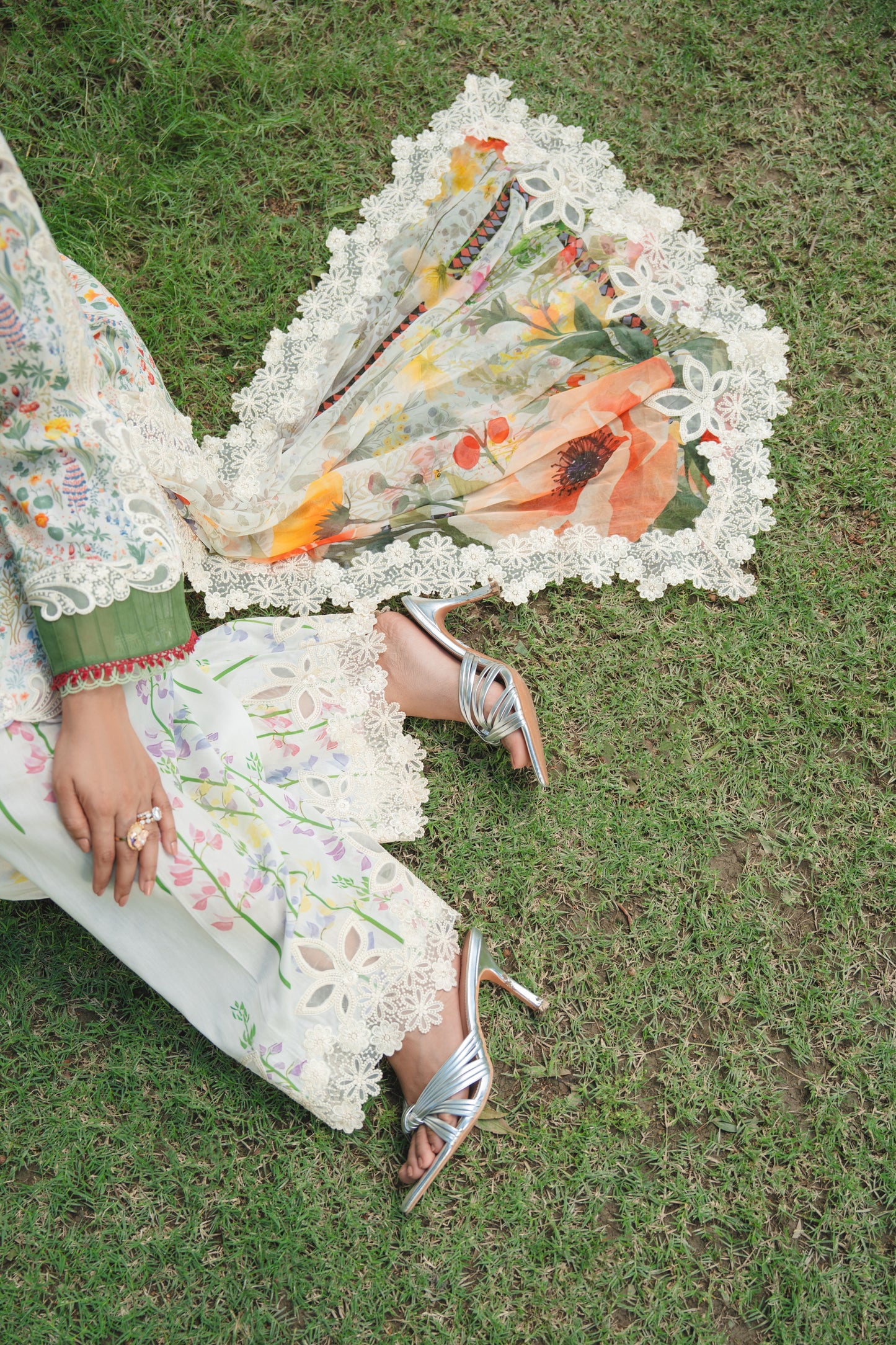 Rs 15450 Aneelas Stitched Print Emb Lawn Print Emb 3pc Chiffon Duppata [SPR-26-37-A] [Dispatch Time 2.5 Months]