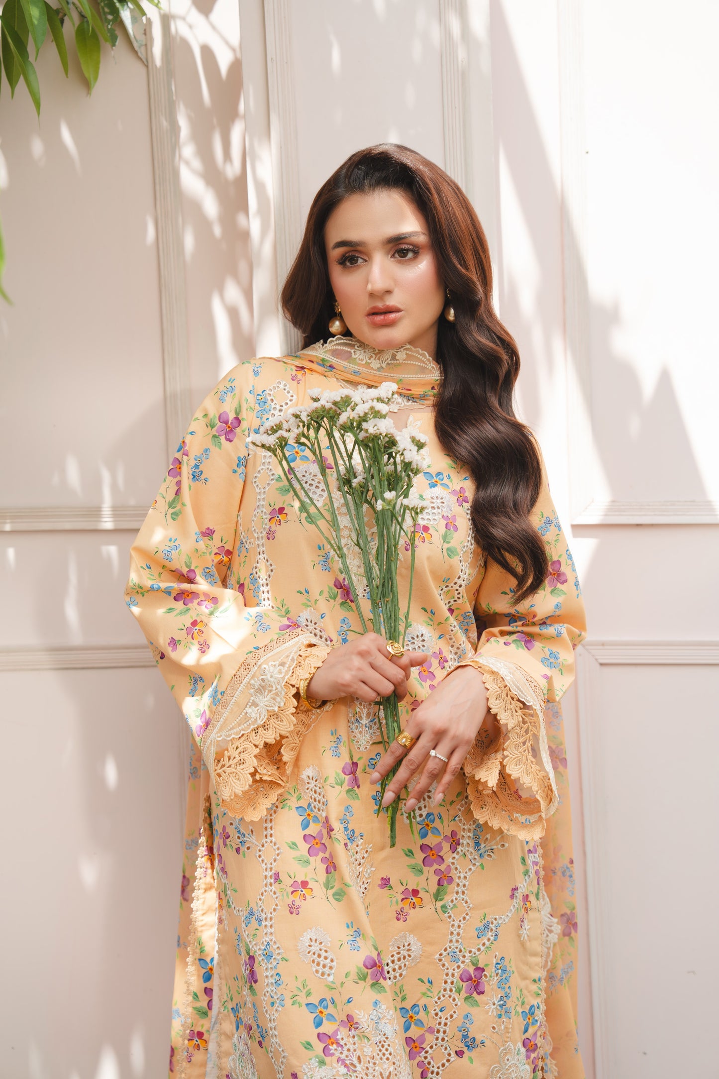 Rs 14000 Aneelas Stitched Lawn Print Emb 3pc Chiffon Duppata [SPR-26-41-A] [Dispatch Time 2 Months]