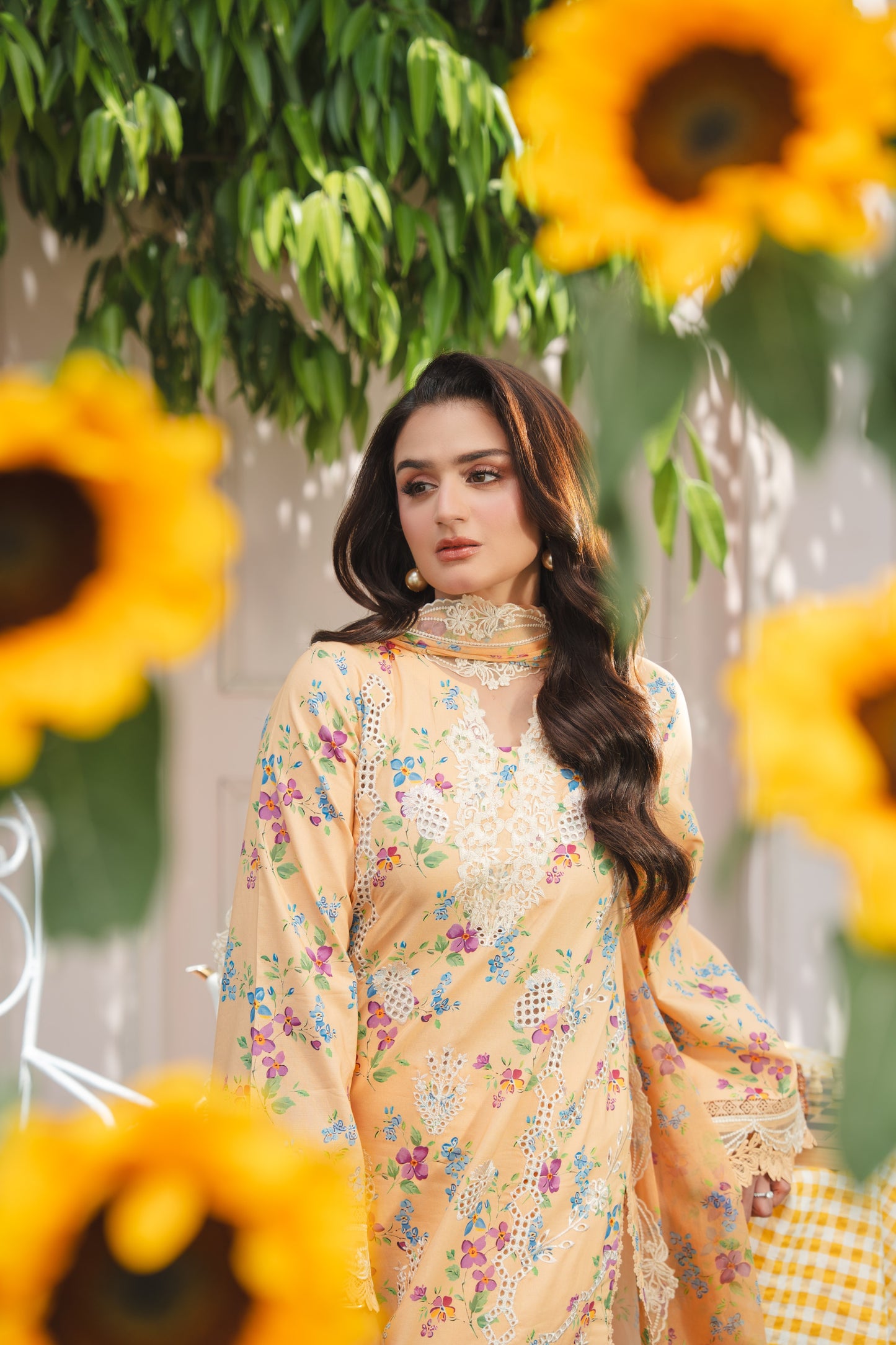 Rs 14000 Aneelas Stitched Lawn Print Emb 3pc Chiffon Duppata [SPR-26-41-A] [Dispatch Time 2 Months]