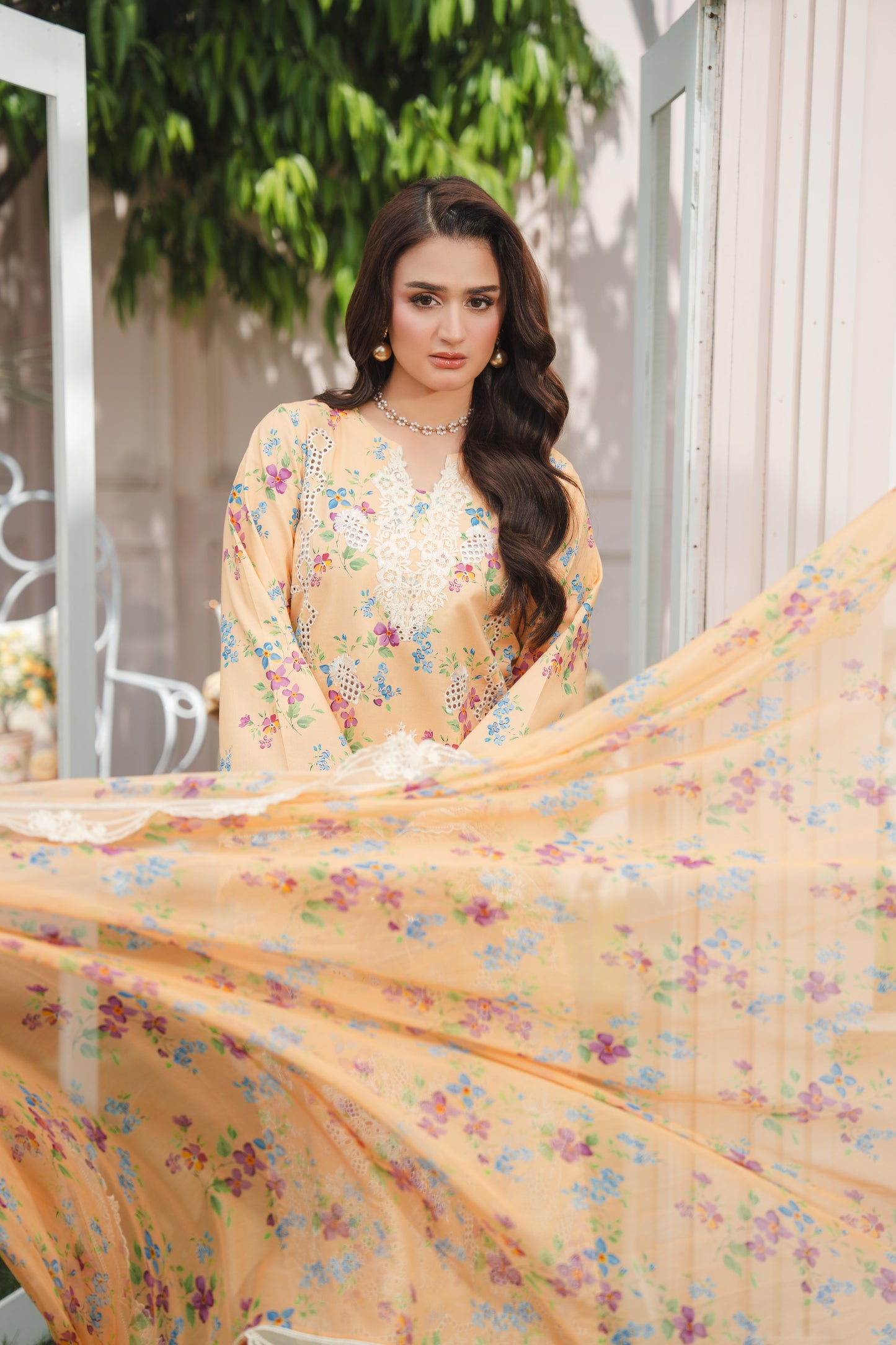 Rs 14000 Aneelas Stitched Lawn Print Emb 3pc Chiffon Duppata [SPR-26-41-A] [Dispatch Time 2 Months]