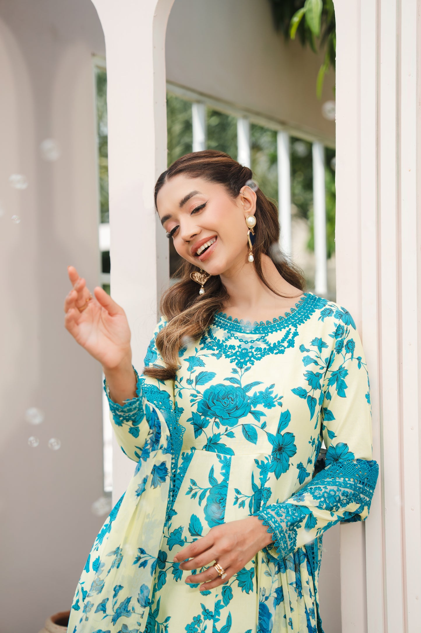 Rs 15950 Aneelas Stitched Lawn Print Emb Frock 3pc Chiffon Duppata [SPR-26-44-A] [Dispatch Time 2.5 Months]