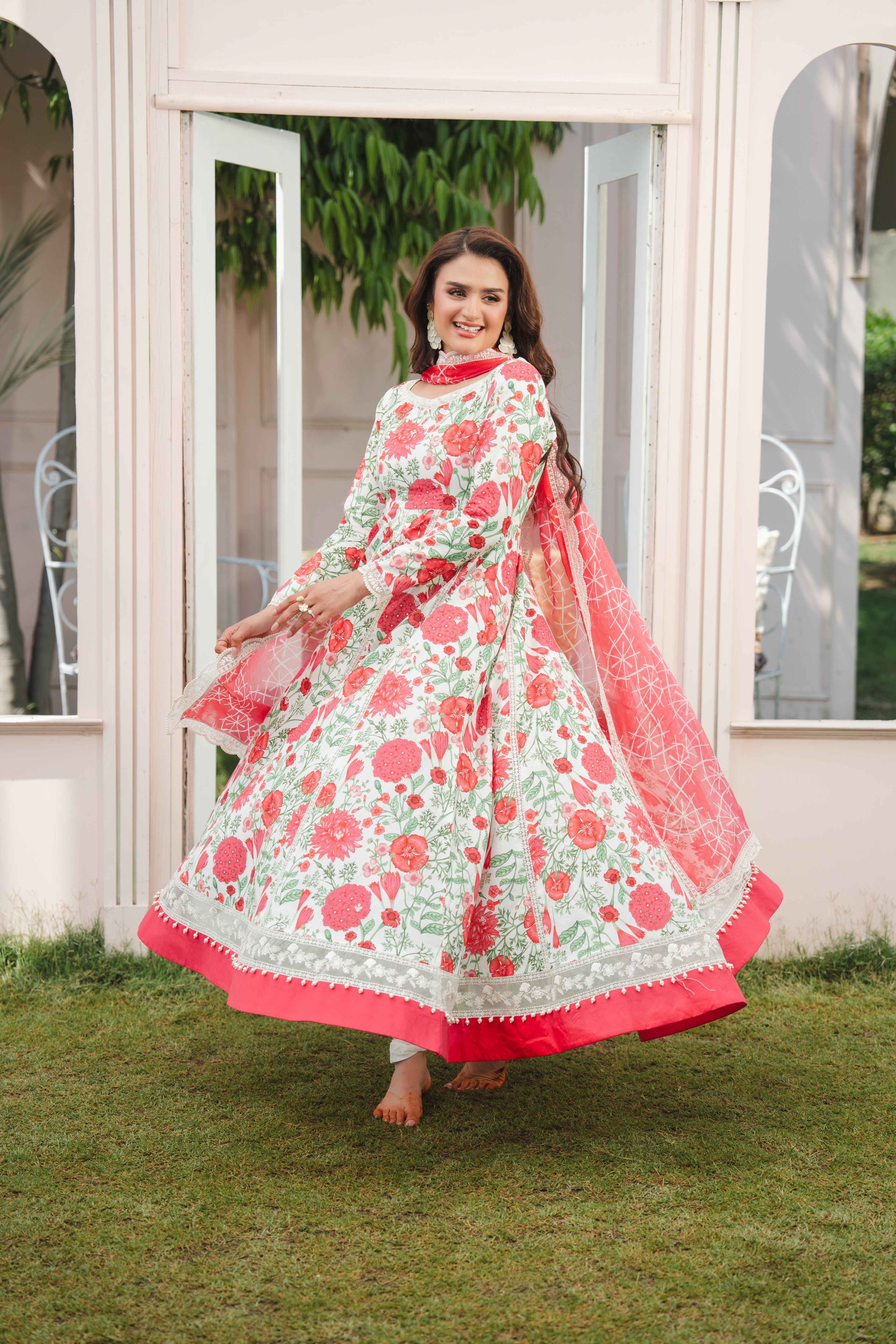 Rs 15950 Aneelas Stitched Lawn Print Emb Frock 3pc [SPR-26-51] [Dispatch Time 2 Months]