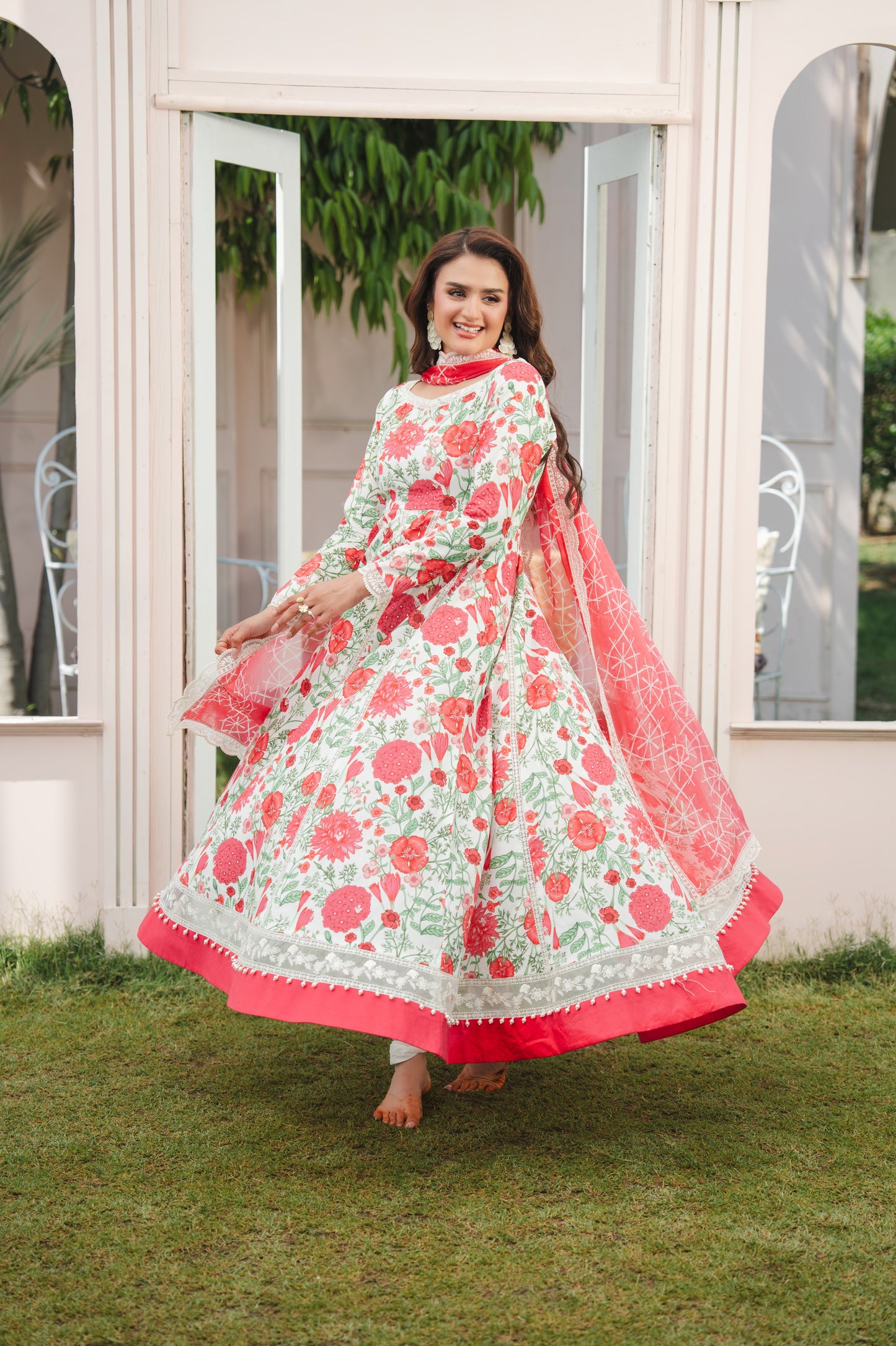 Rs 15950 Aneelas Stitched Lawn Print Emb Frock 3pc [SPR-26-51] [Dispatch Time 2 Months]
