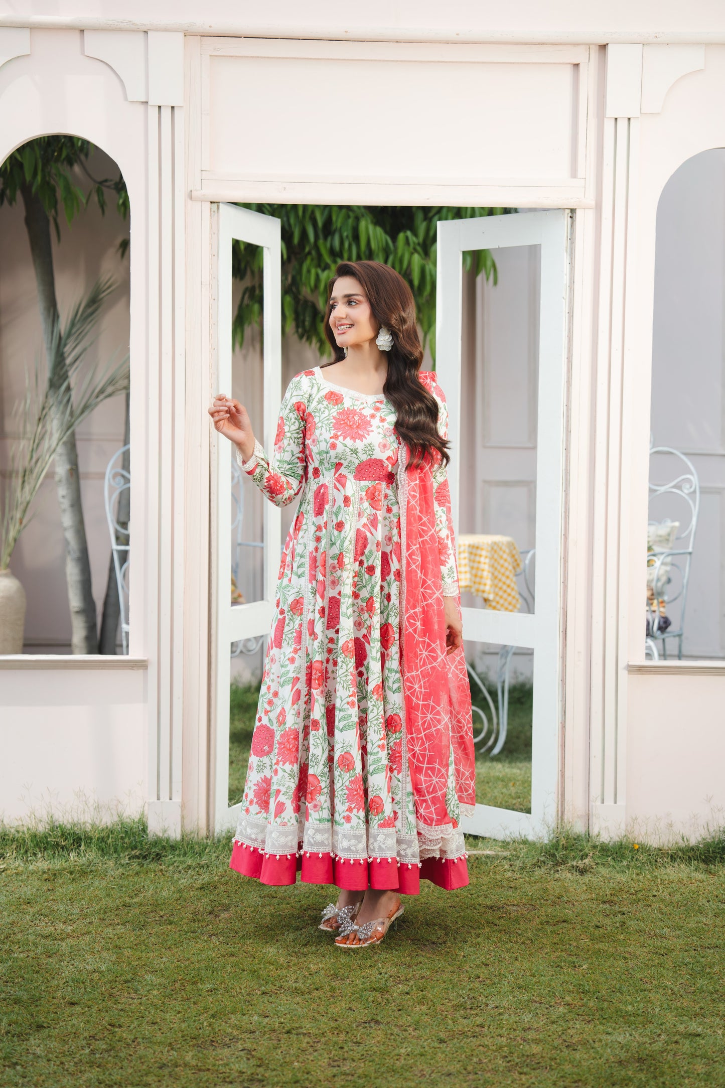 Rs 15950 Aneelas Stitched Lawn Print Emb Frock 3pc [SPR-26-51] [Dispatch Time 2 Months]