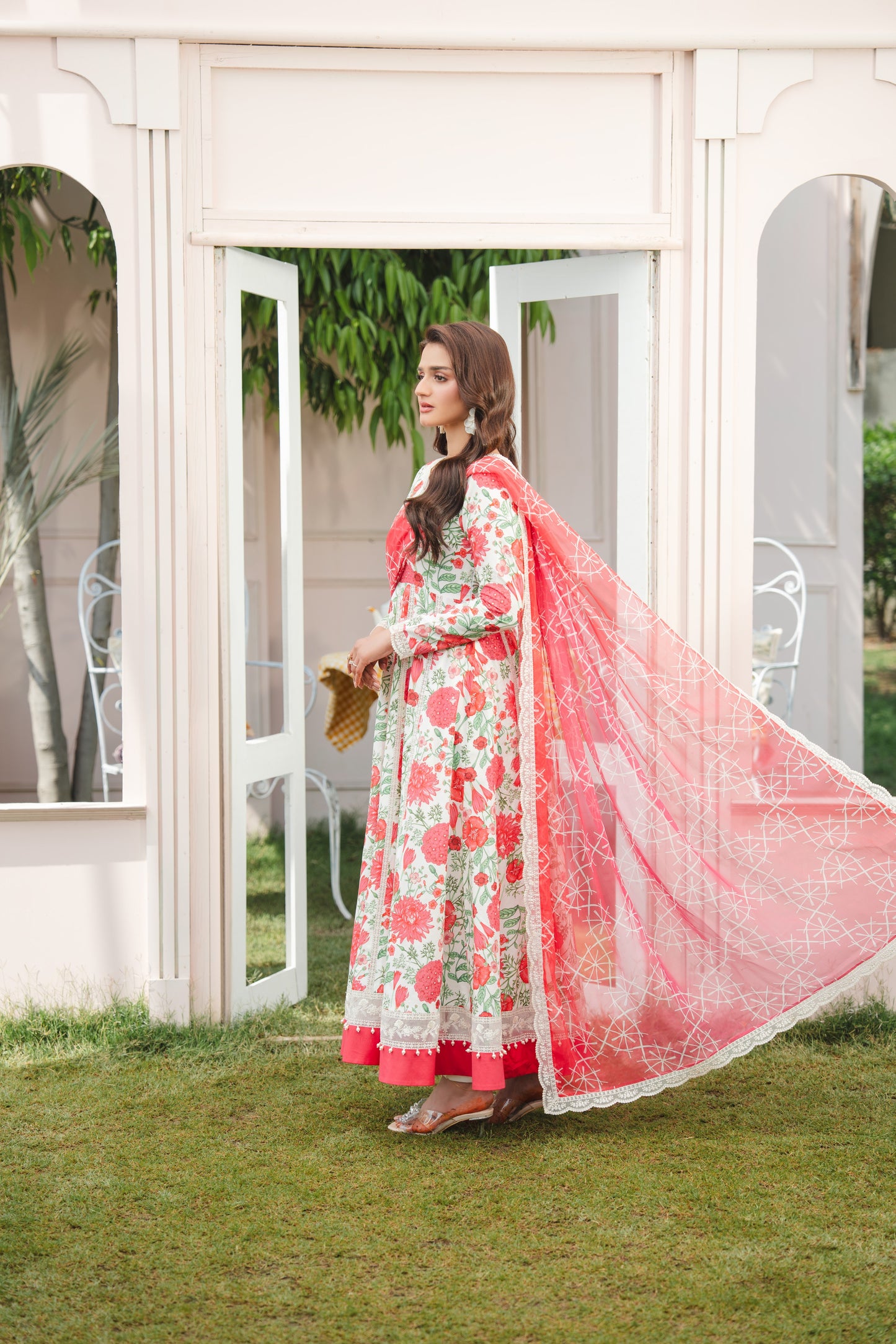 Rs 15950 Aneelas Stitched Lawn Print Emb Frock 3pc [SPR-26-51] [Dispatch Time 2 Months]